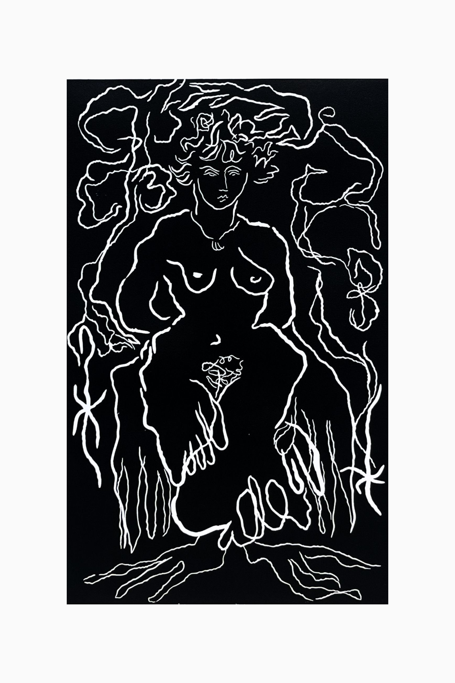 Siren IV, Frances Caro, 2026, limited edition lino print, 50 × 70 cm, $150, Not Framed