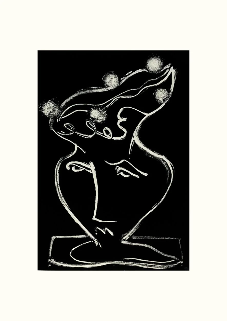 Anthropomorphic Vessel 19, Frances Caro, 2026, relief ink on paper, 45 x 60 cm, $395, Framed