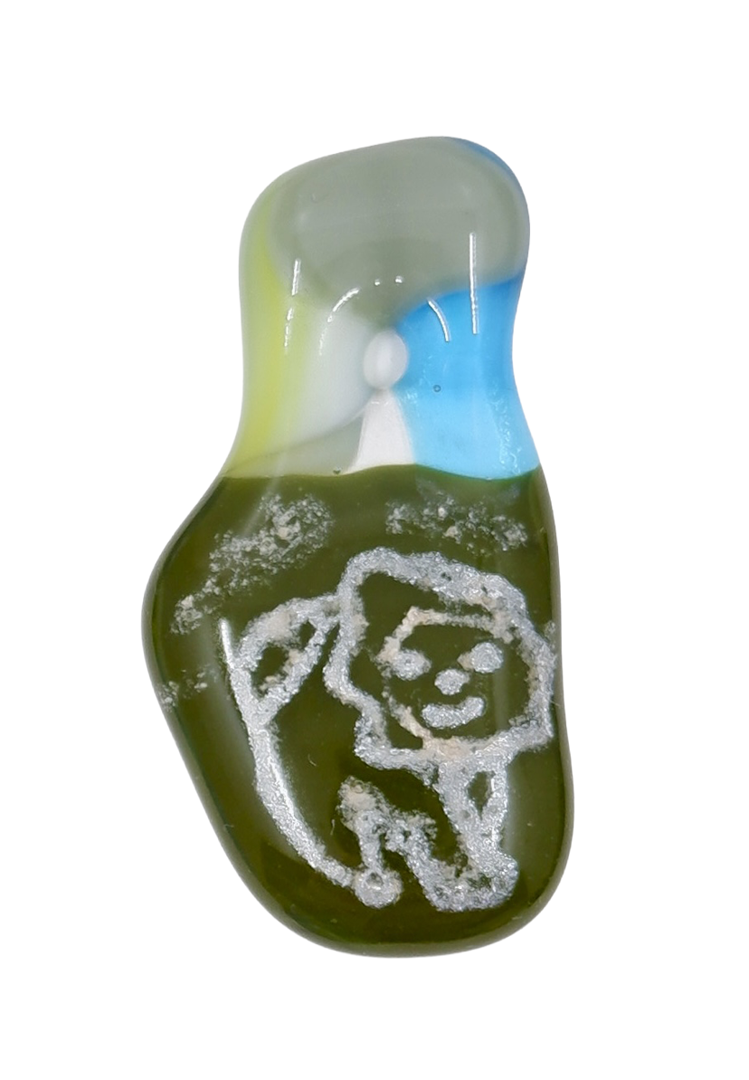 Walk (11), Lawn Bowls, 2026, glass & mica, 2 x 5 cm, $68