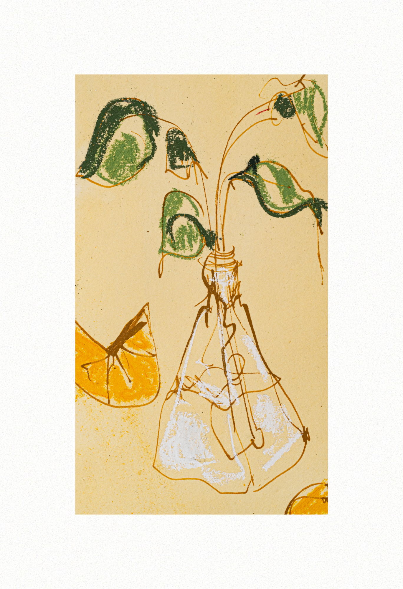 Lemon Paper IV 2022, Oil Pastel, Pencil & Acrylic Ink on Archival Paper. 19.5cm x 28.5cm. Rhianna Phillips. $100.