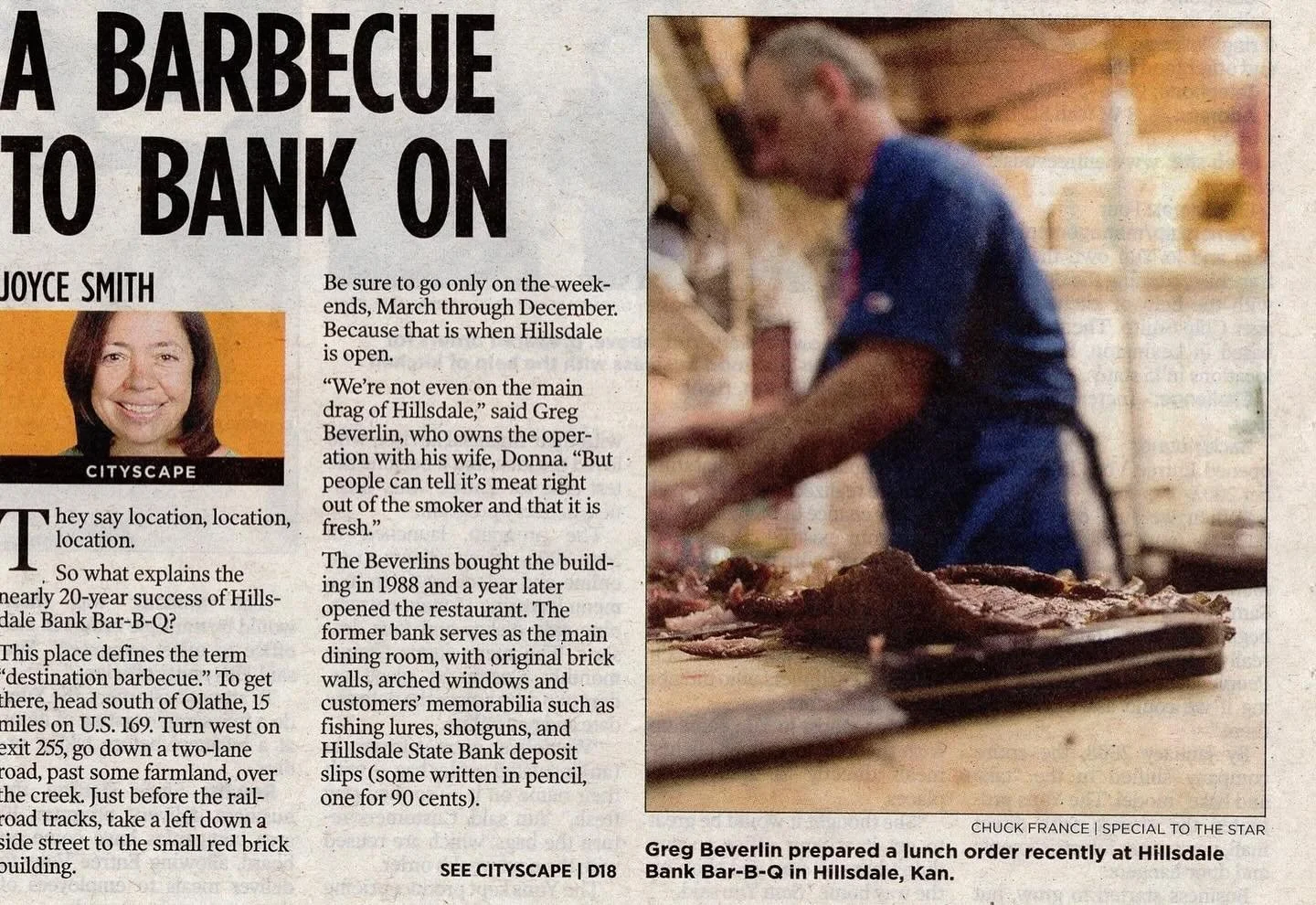 A BARBECUE TO BANK ON

&ldquo;The couple&rsquo;s bank building will continue to serve as the kitchen where Greg will make their wildly popular small-batch barbecue sauce known as The Sauce.&rdquo; &mdash; Kansas City Star

Since 1989, Hillsdale Bank 