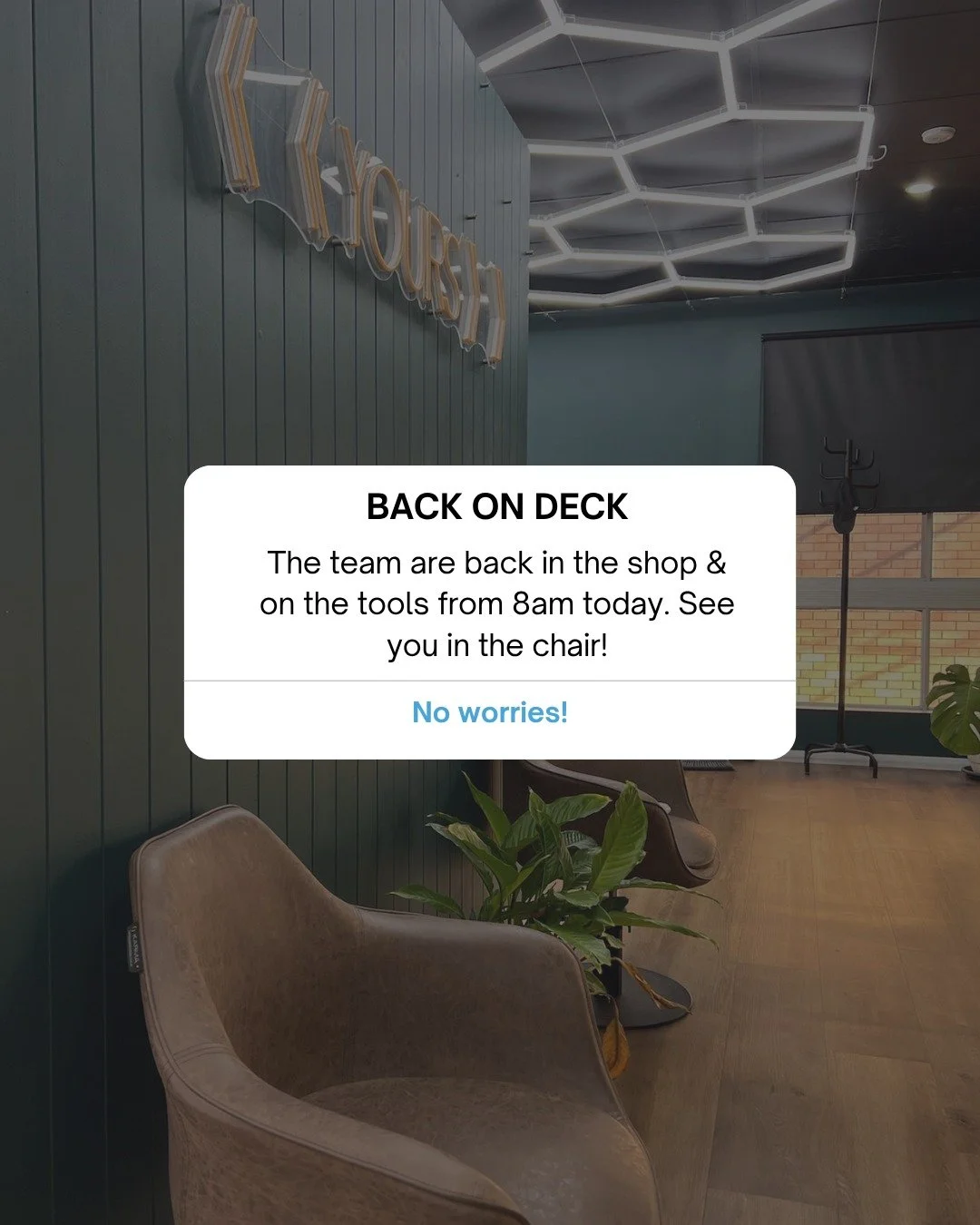 BACK ON THE TOOLS | Jess &amp; Ronnie are back on the tools today from 8am ✂️💈After a well-deserved long weekend, the team are prepped &amp; ready to deliver the best cuts &amp; (even better!) banter 😉👌