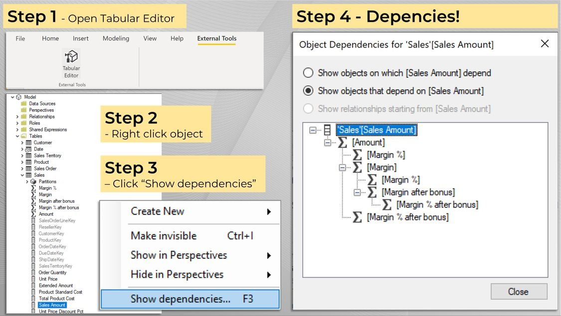Measure column dependencies in power bi fluxbi