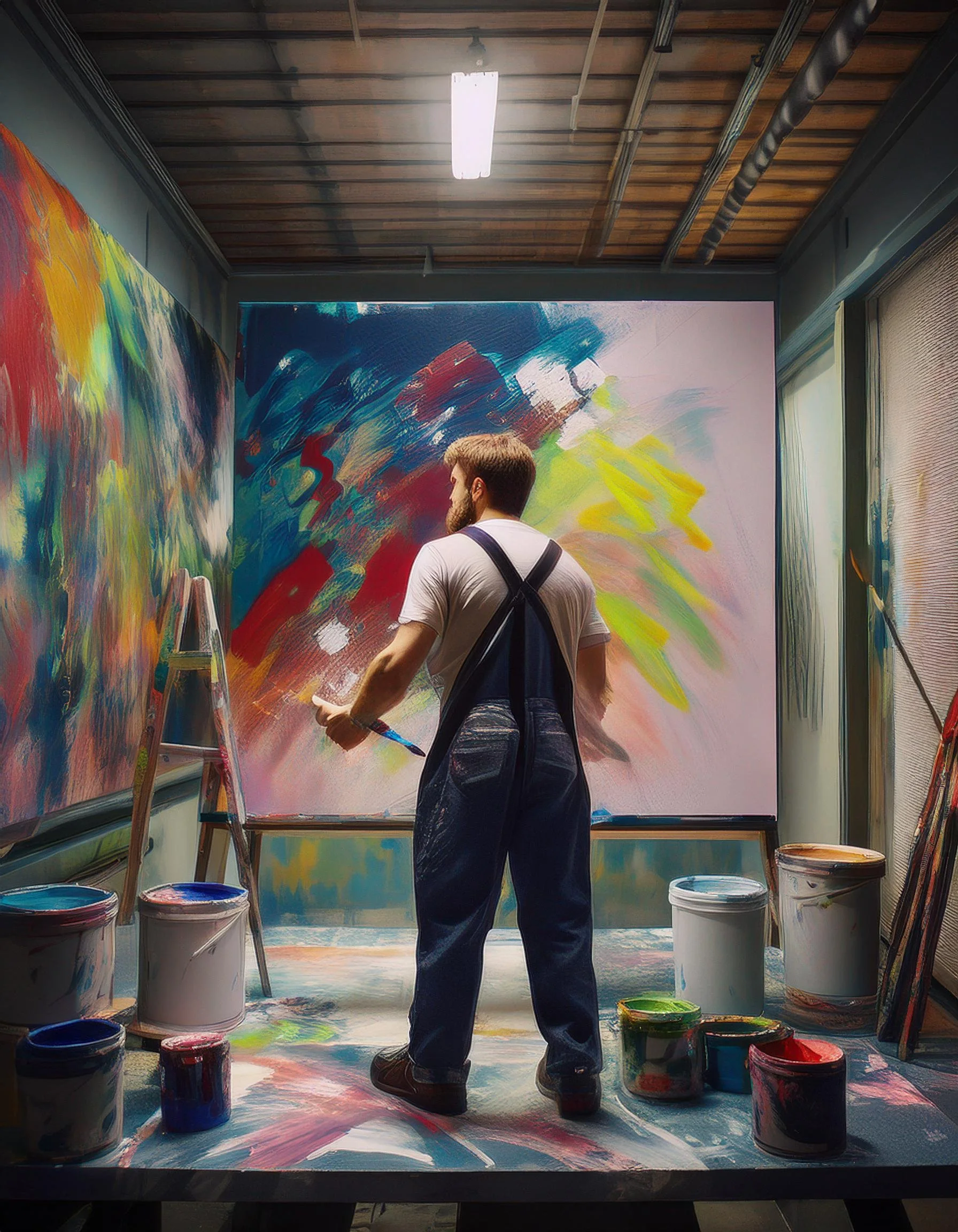 Firefly a painter who is inside their garage, painting the wall with paint 55213.jpg