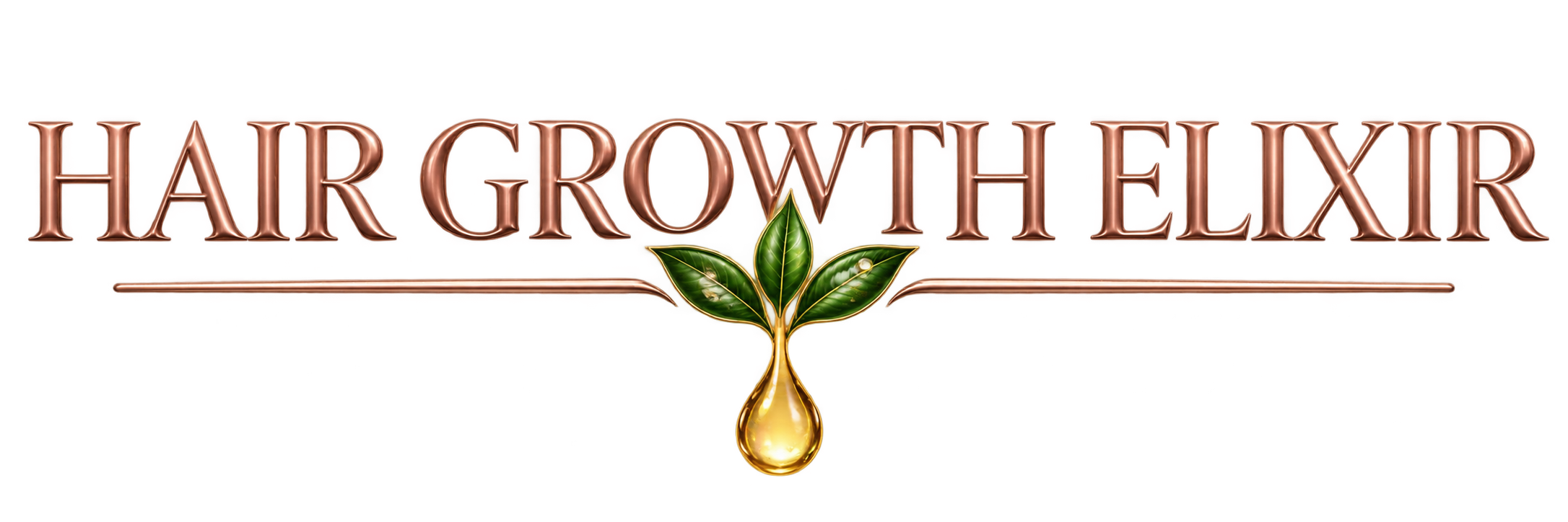 Logo for Hair Growth Helar featuring stylized text with a green leaf and a gold droplet in the center, set against a red background.