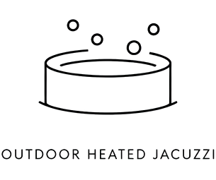 Illustration of a round outdoor heated jacuzzi with bubbles rising from the water.