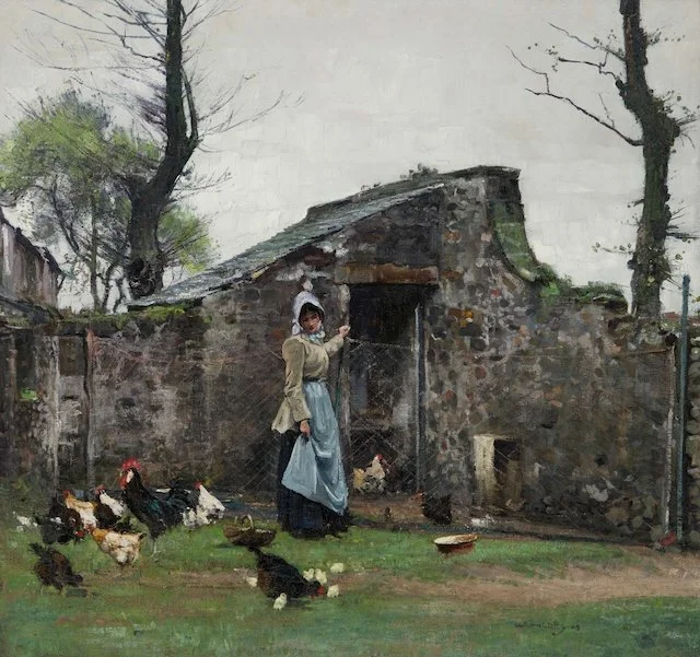 5: "Feeding Chickens 1898 (?) In a private collection.