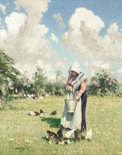 6: "Feeding the Hens" no date. In a private collection.