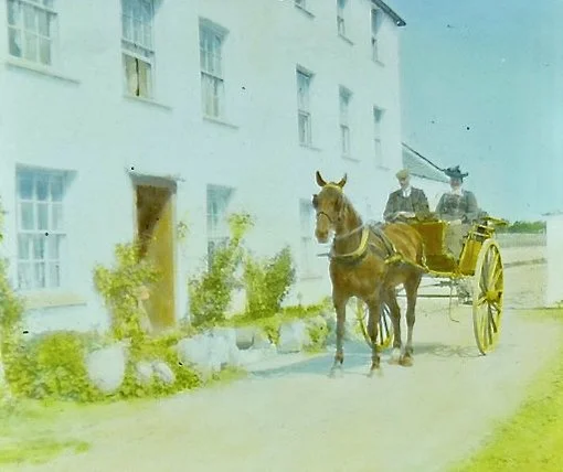 2. James and Elizabeth Bowker outside number 14, James was the farmer here and Wells stayed at the house when first visiting SP