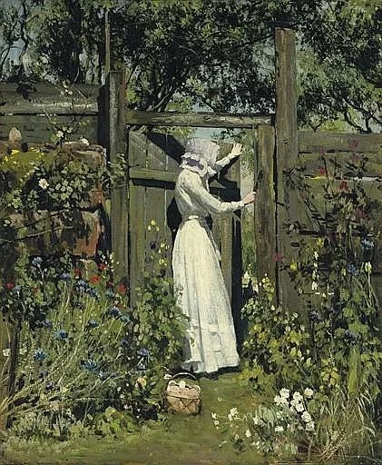 2. "The Lilac Sunbonnet" undated but perhaps c1905, a highly regarded painting.  In a private collection