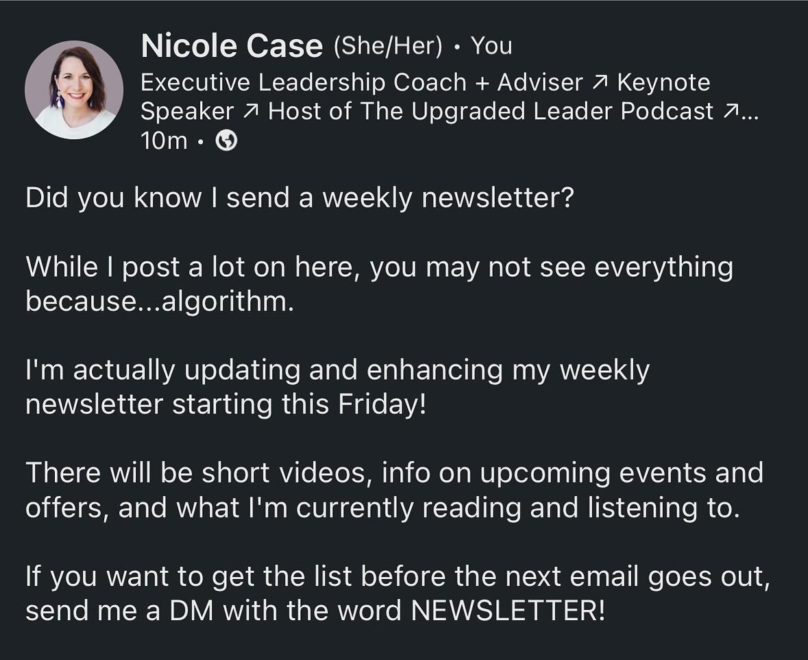 Want in on the upgraded newsletter? DM NEWSLETTER and I&rsquo;ll get you on it!