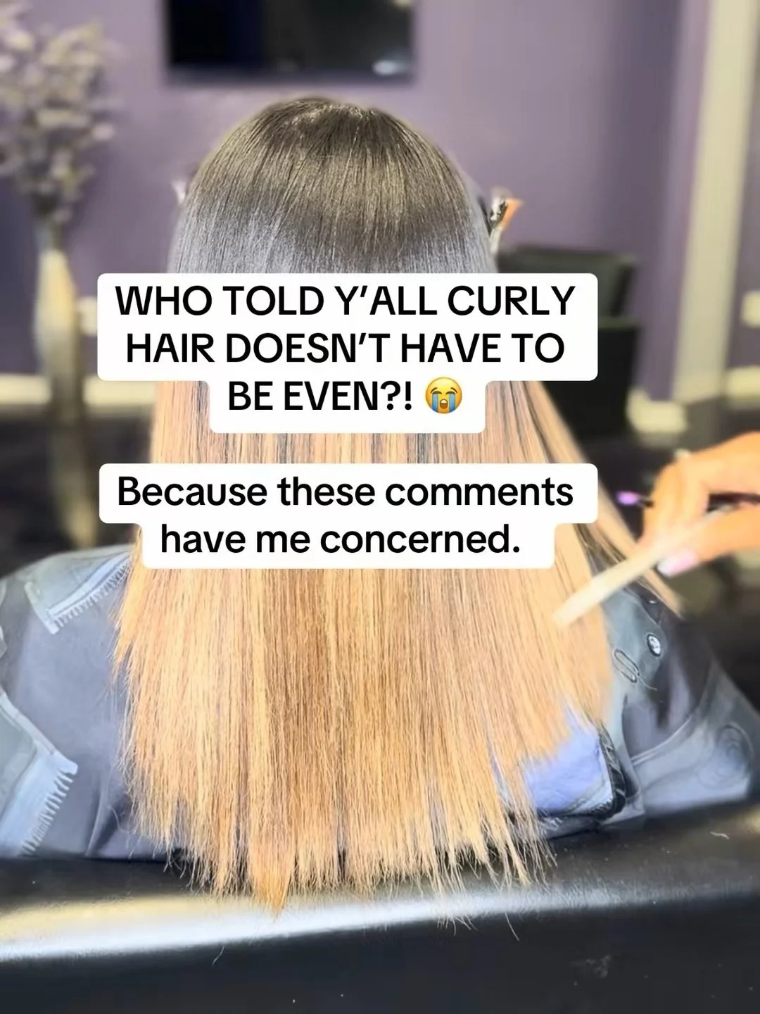 Y&rsquo;all really got in those comments saying curly hair doesn&rsquo;t have to be even. 😭. Let&rsquo;s clear something up.  We&rsquo;re not talking about curl shrinkage. We&rsquo;re talking about the actual haircut.

Curly hair can be stretched an
