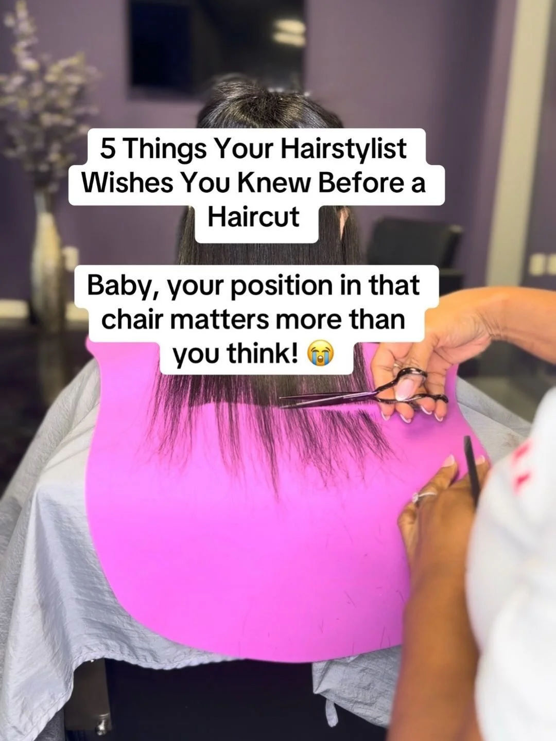 Y&rsquo;all getting a haircut is more than just sitting in the chair! 😂

Your head position, posture, and even that phone can affect how your hair falls while it&rsquo;s being cut.

A professional hairstylist is responsible for making sure your hair