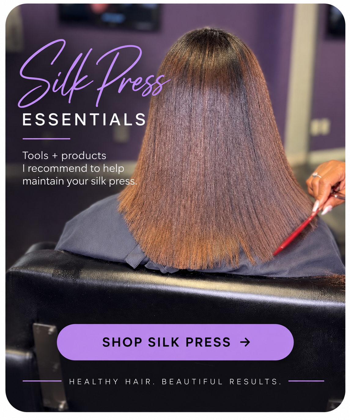 “Silk press essentials for maintaining smooth, healthy hair at home.”