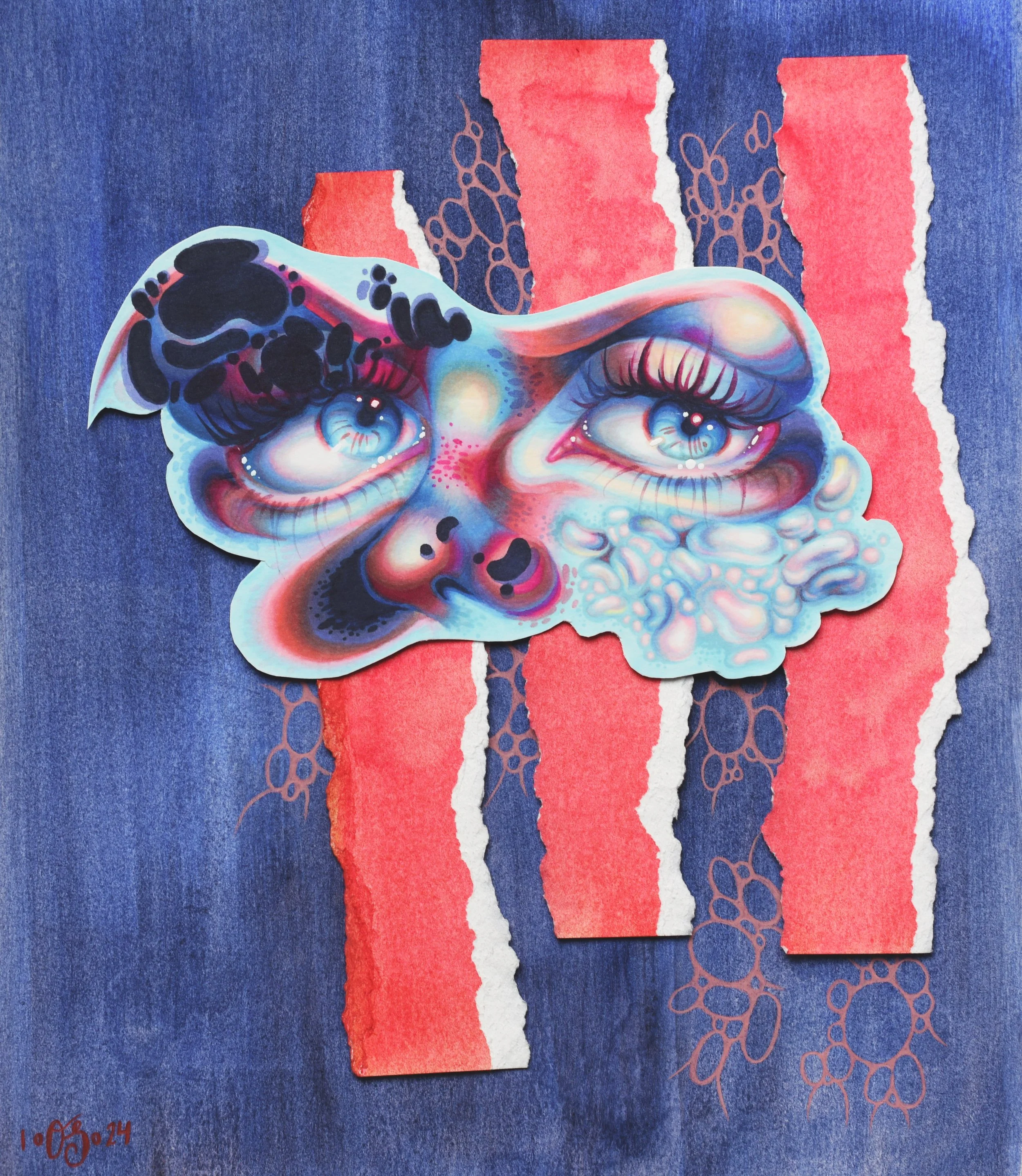 "Seeing Blue" Original Drawing Collage