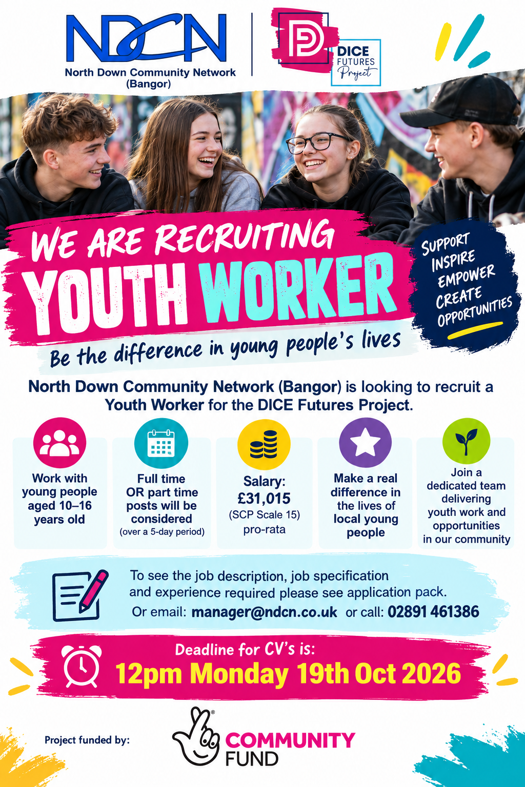 OCT 2026 - WE ARE RECRUITING – DICE Youth Worker Posts (FT/PT)