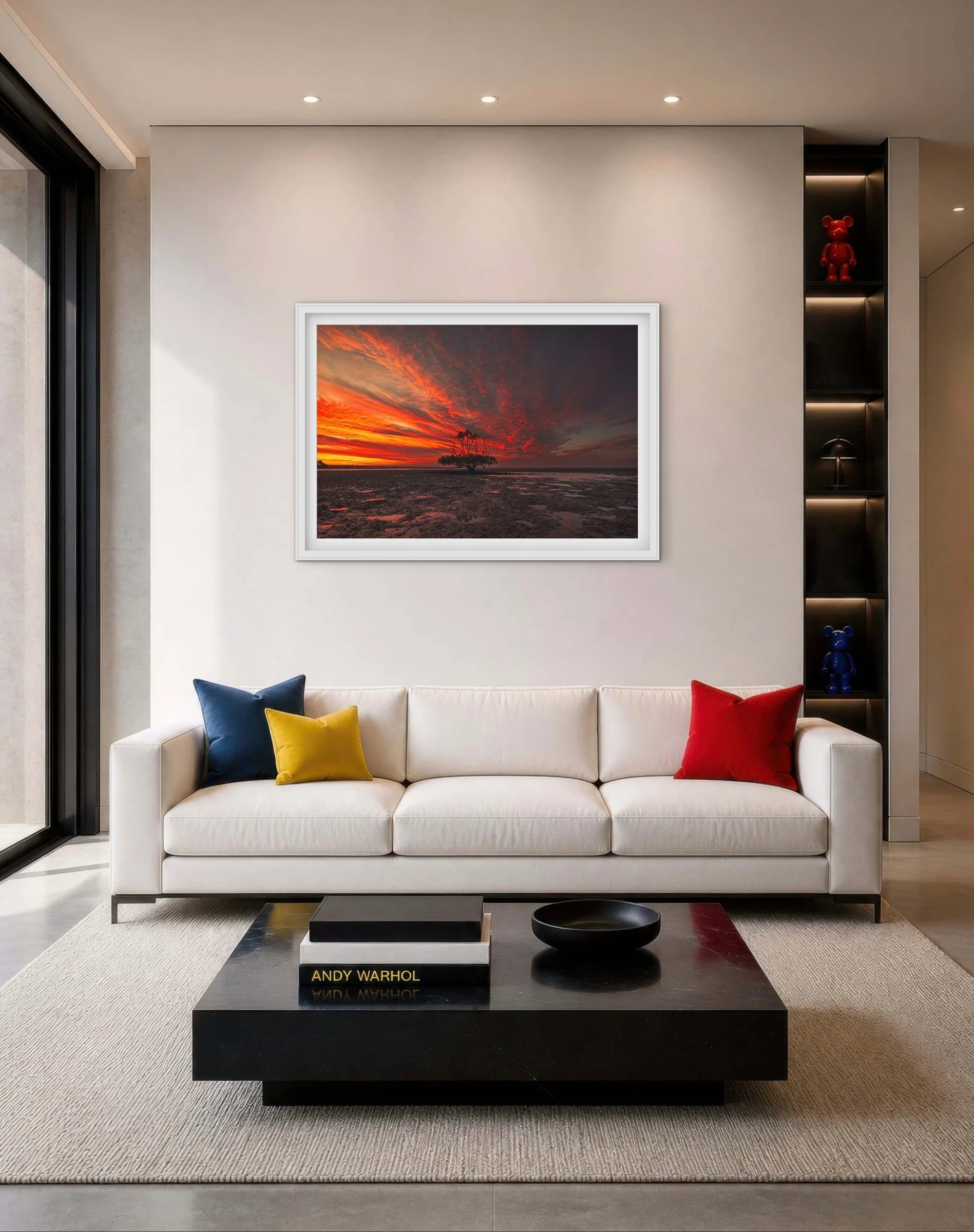 Room mock-up showing Neil’s Tree — Point Vernon as framed wall art.