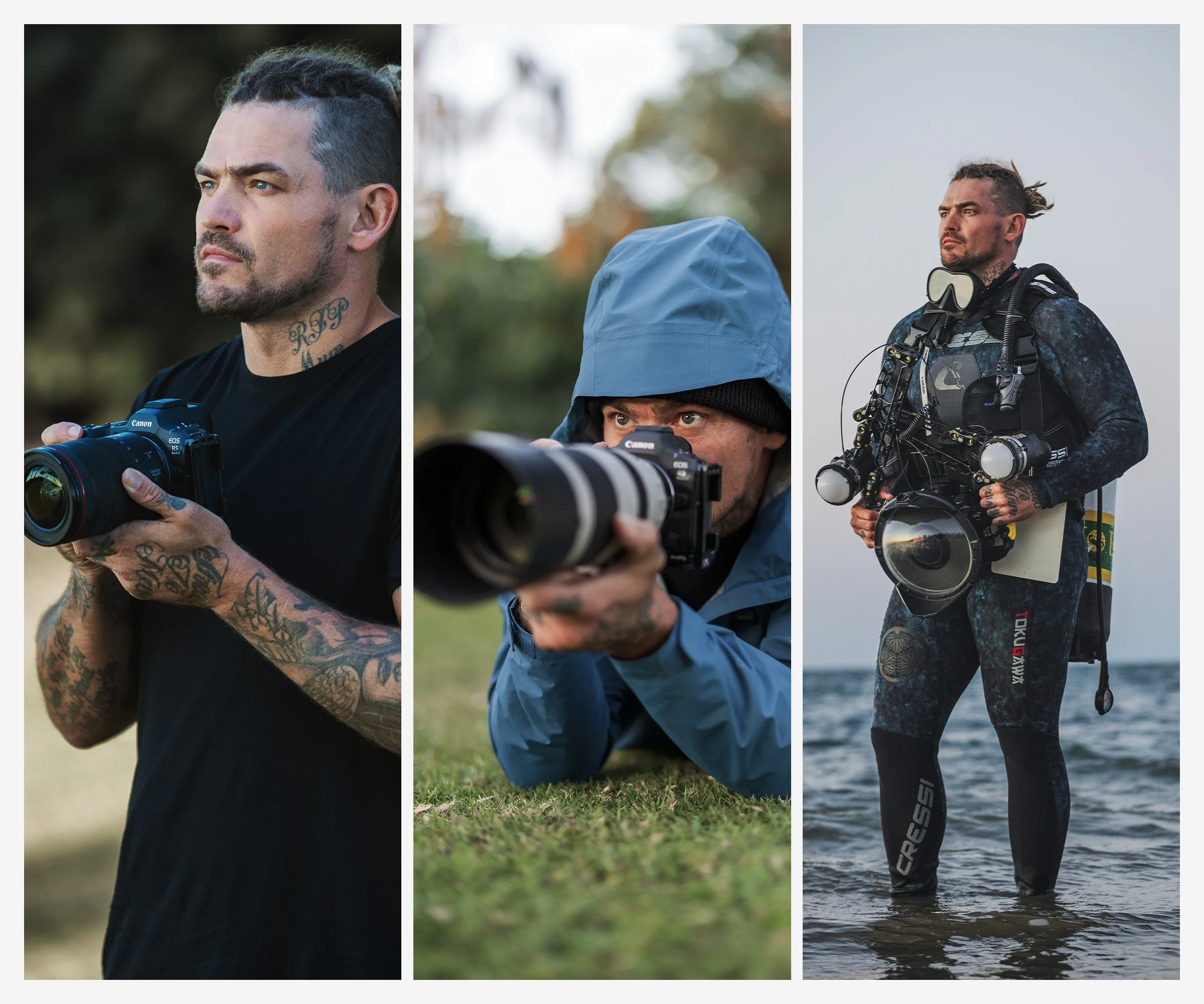 Dan Tonkin with his camera, photographing wildlife and wo