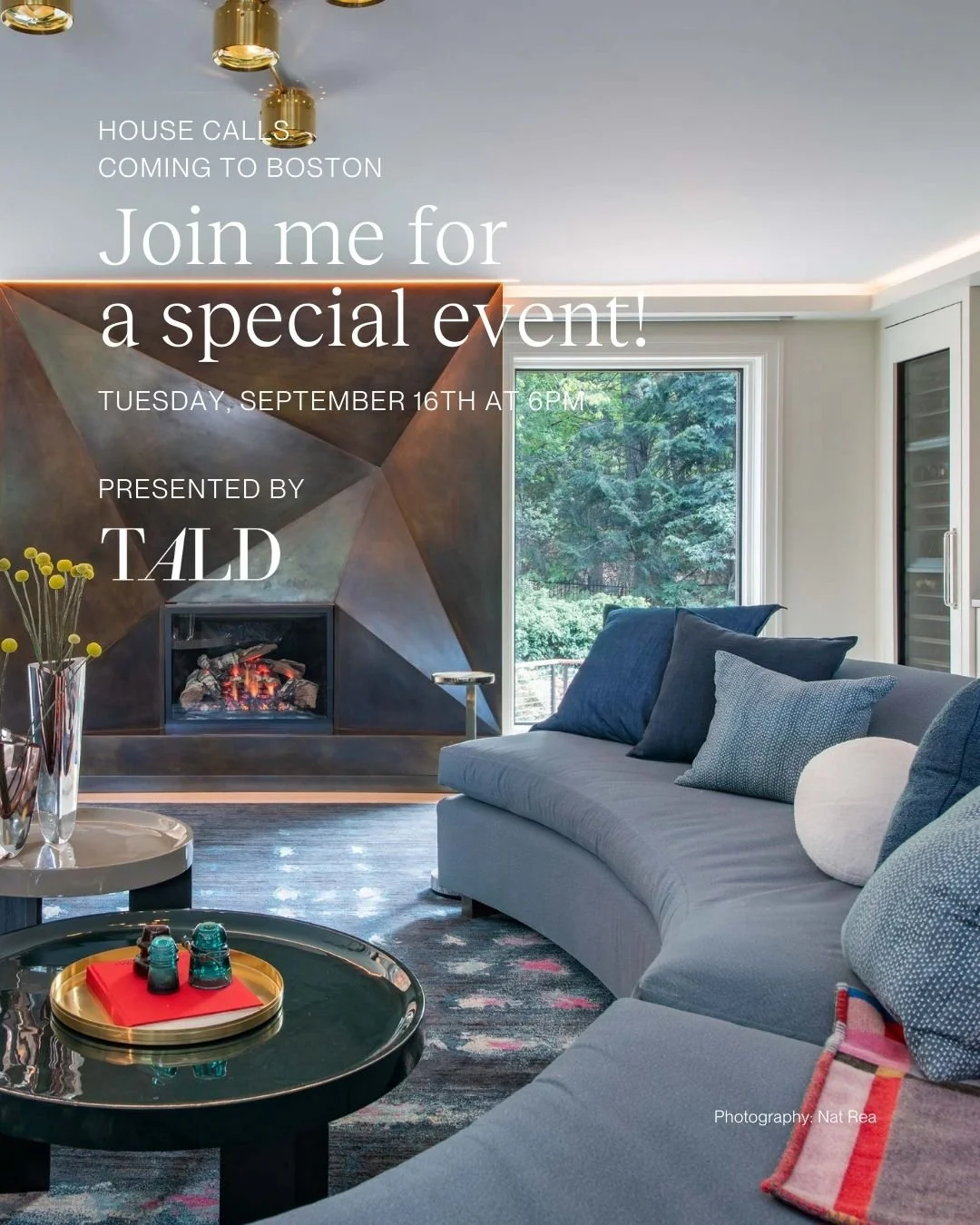 Thrilled to be a part of the first TALD @tald.co House Calls event in Boston on September 16th. 

An amazing opportunity to meet and talk design...your dream house, a renovation, the perfect size rug...we won't get it done in one night but let's star
