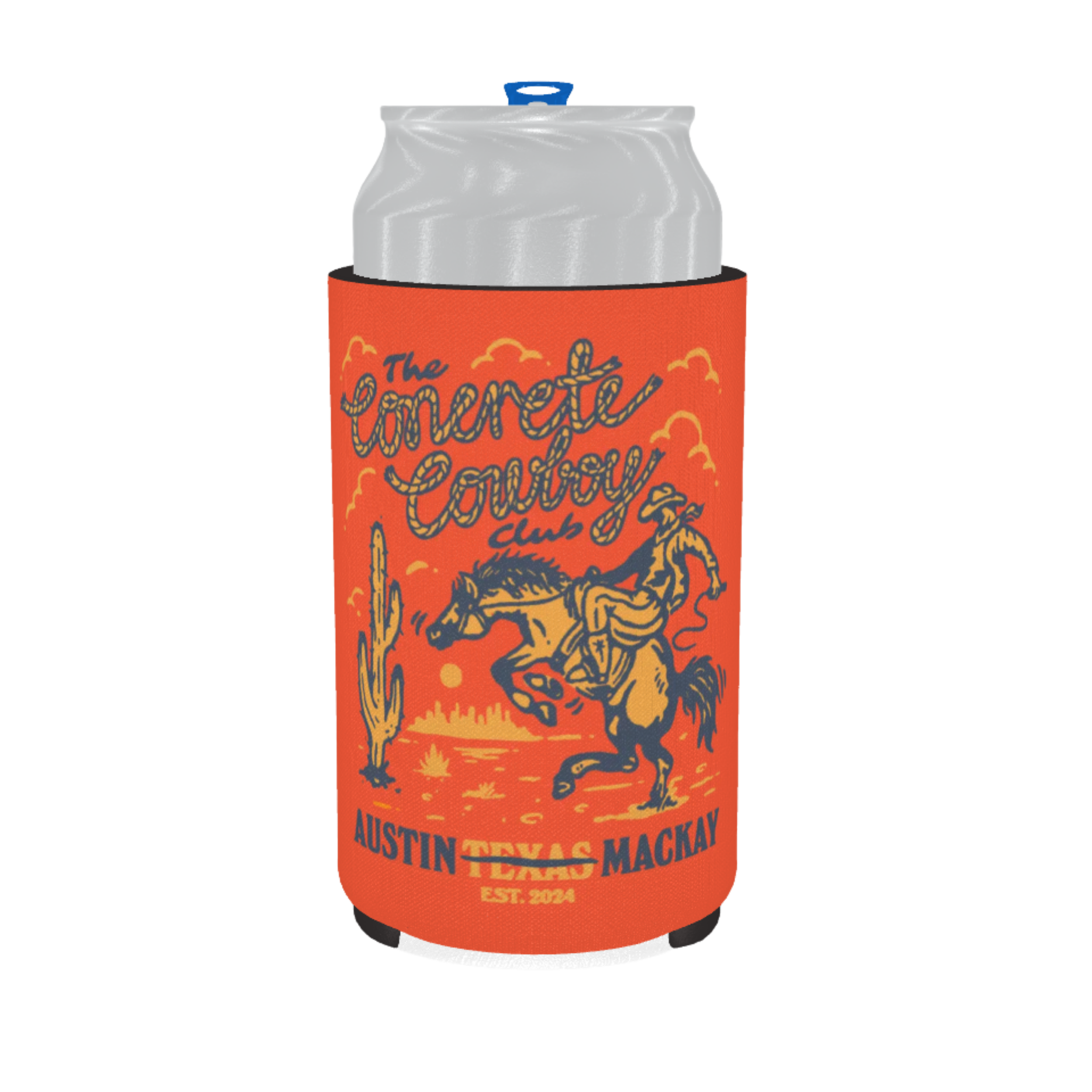 Concrete Cowboy Club -  Orange Stubby Cooler