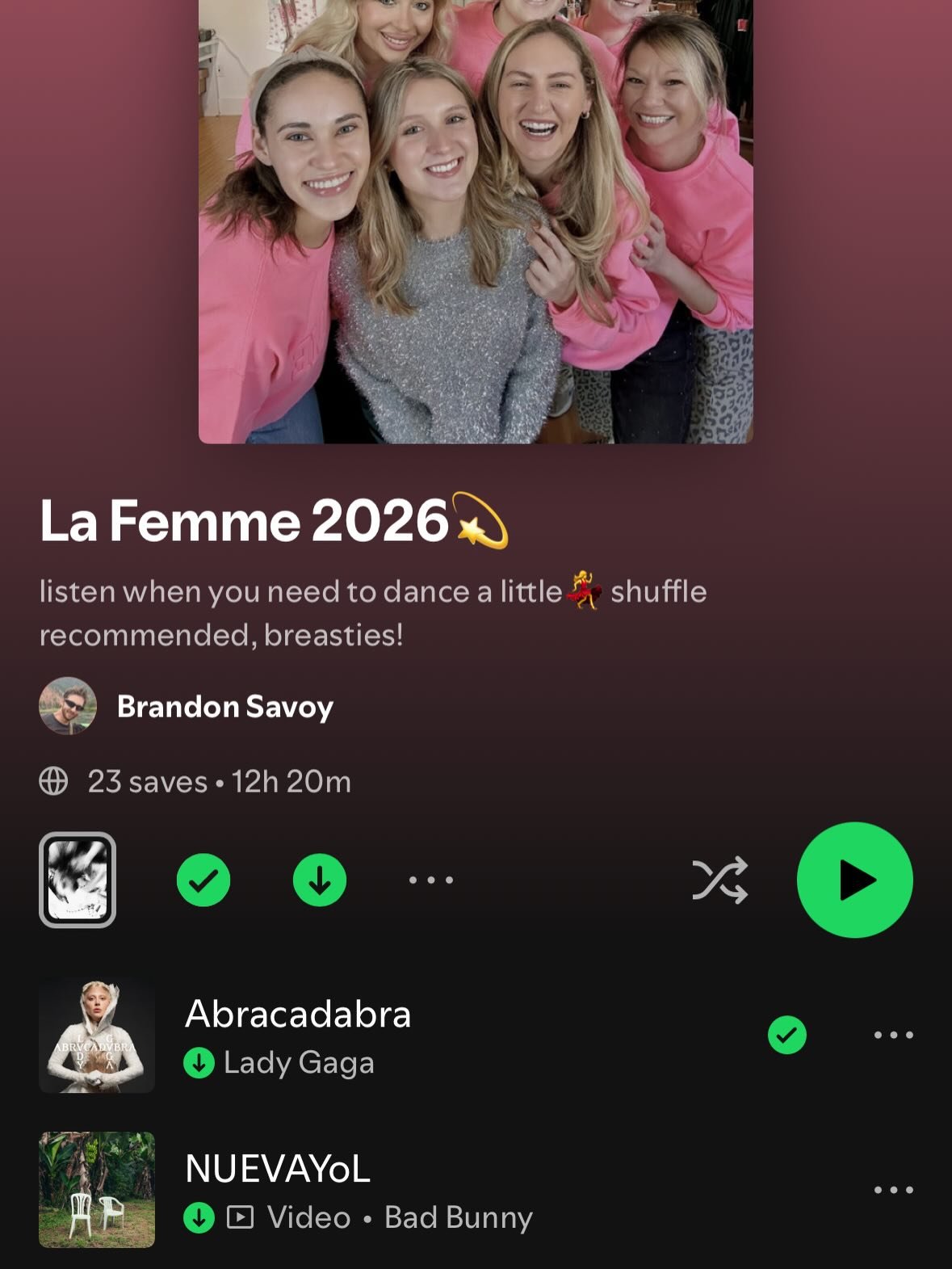 💫IT&rsquo;S HERE!💫 12+ Hours of edited, vibey, feminine jams to start your week off with a good beat! Search and save it on Spotify and enjoy it with us all of 2026! 

https://open.spotify.com/playlist/4bpgpzBQFT5HAwU9O9ElAD?si=ZfkHlZjxSWyfxm4KF2UM