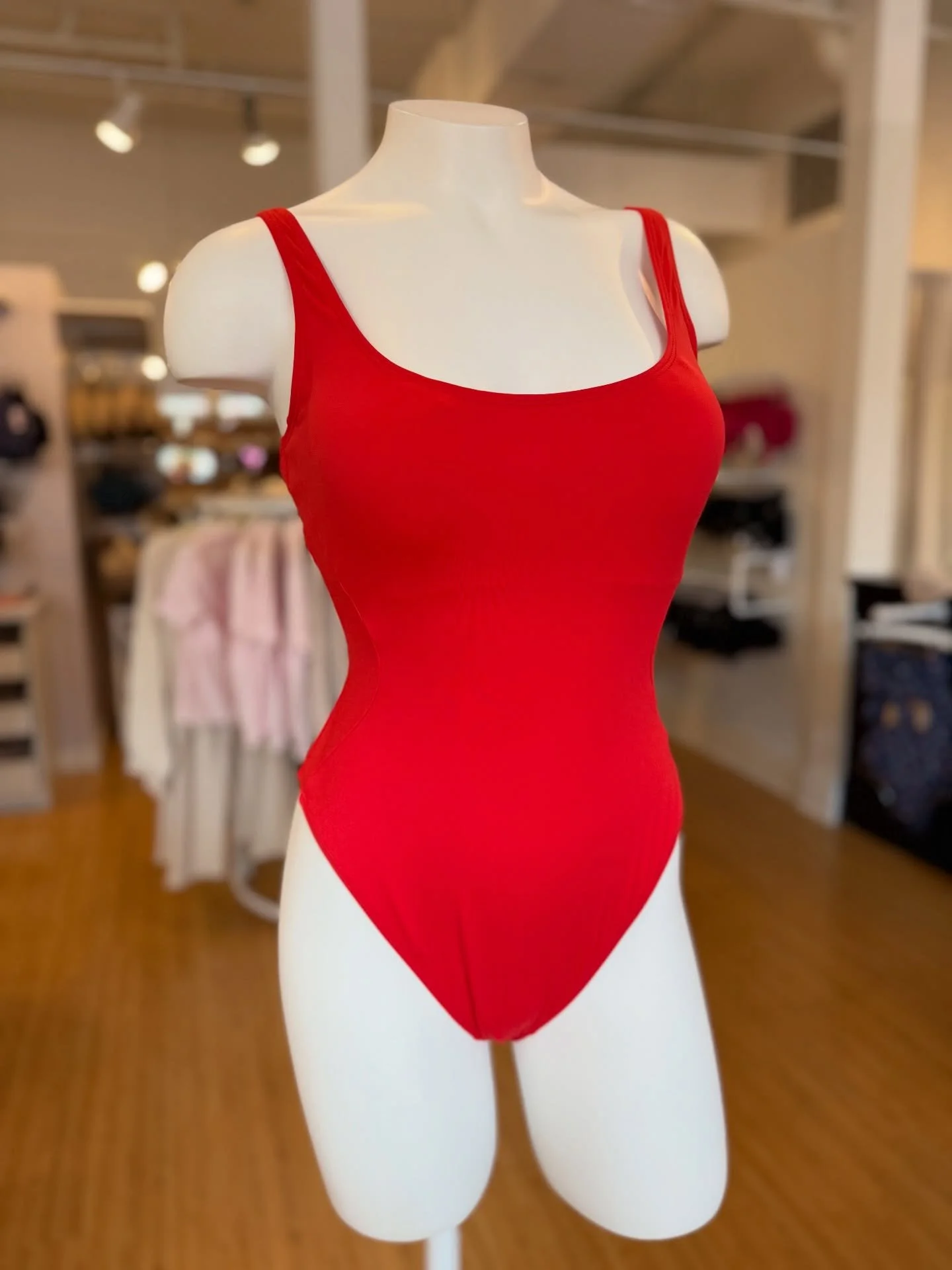 Obsessed is an understatement&mdash; the Pammy is def a fav swimsuit at La Femme 💕🍒 The most flattering neckline in this stunning firetruck red shade 🍒❤️