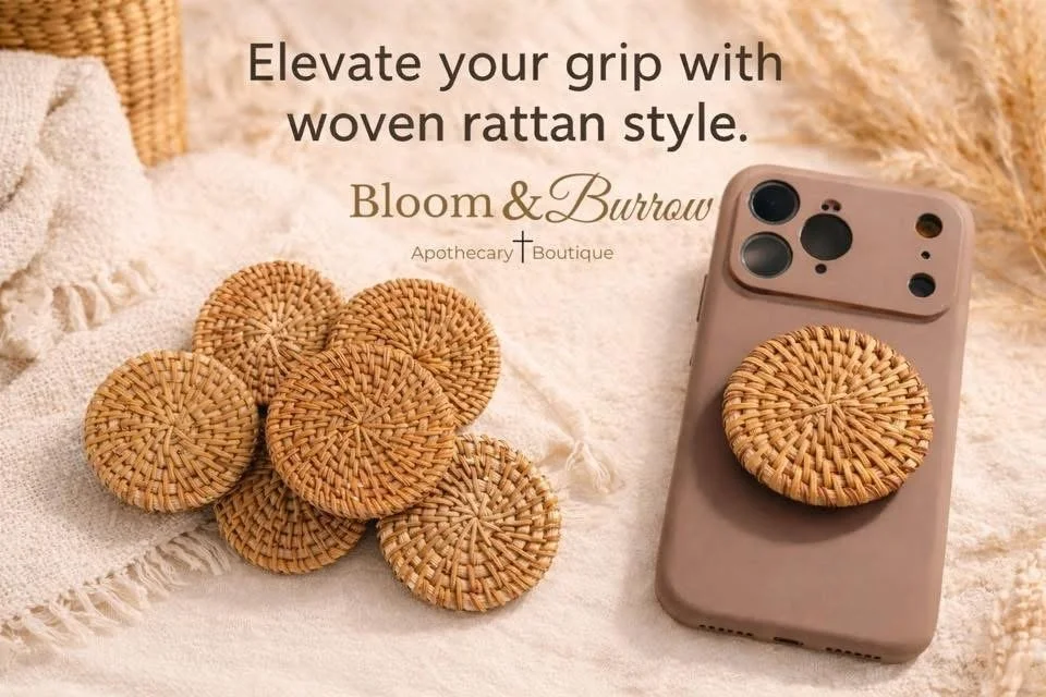 Woven Rattan Phone Grip