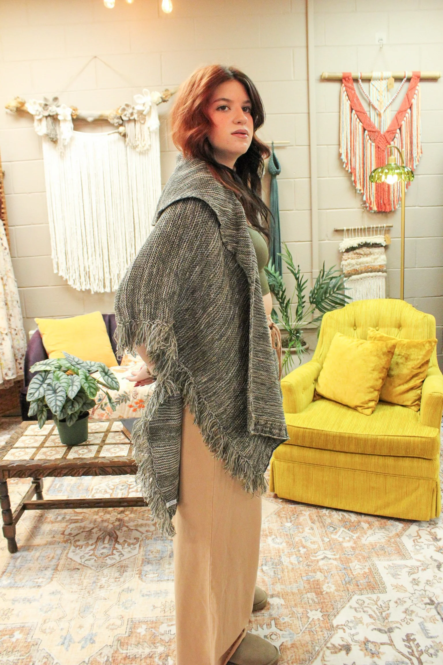 Cozy Marled Knit Collared Ruana – Perfect For Fall & Winter