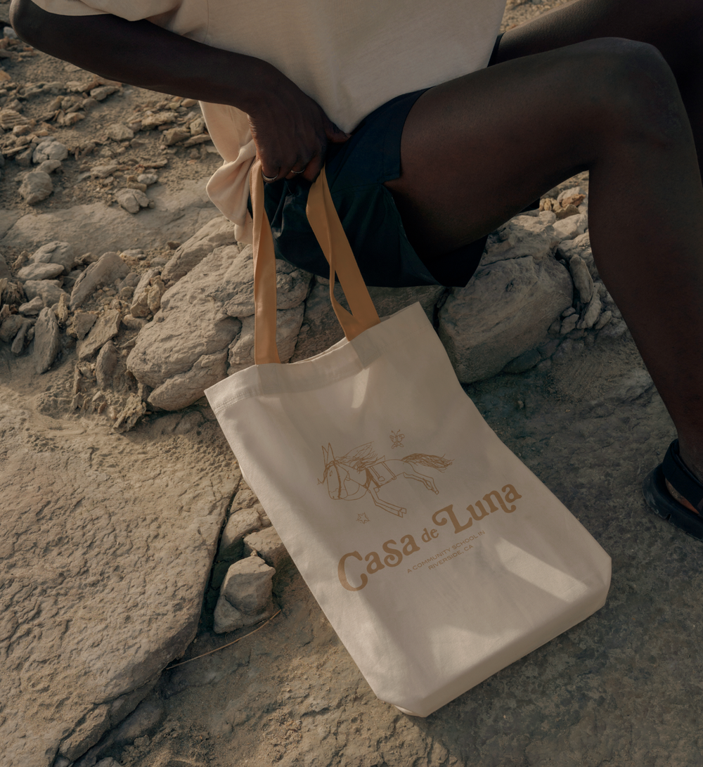 The logo on a canvas tote, mockup