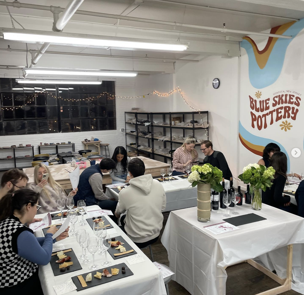 A night event under the logo wall in Hoboken
