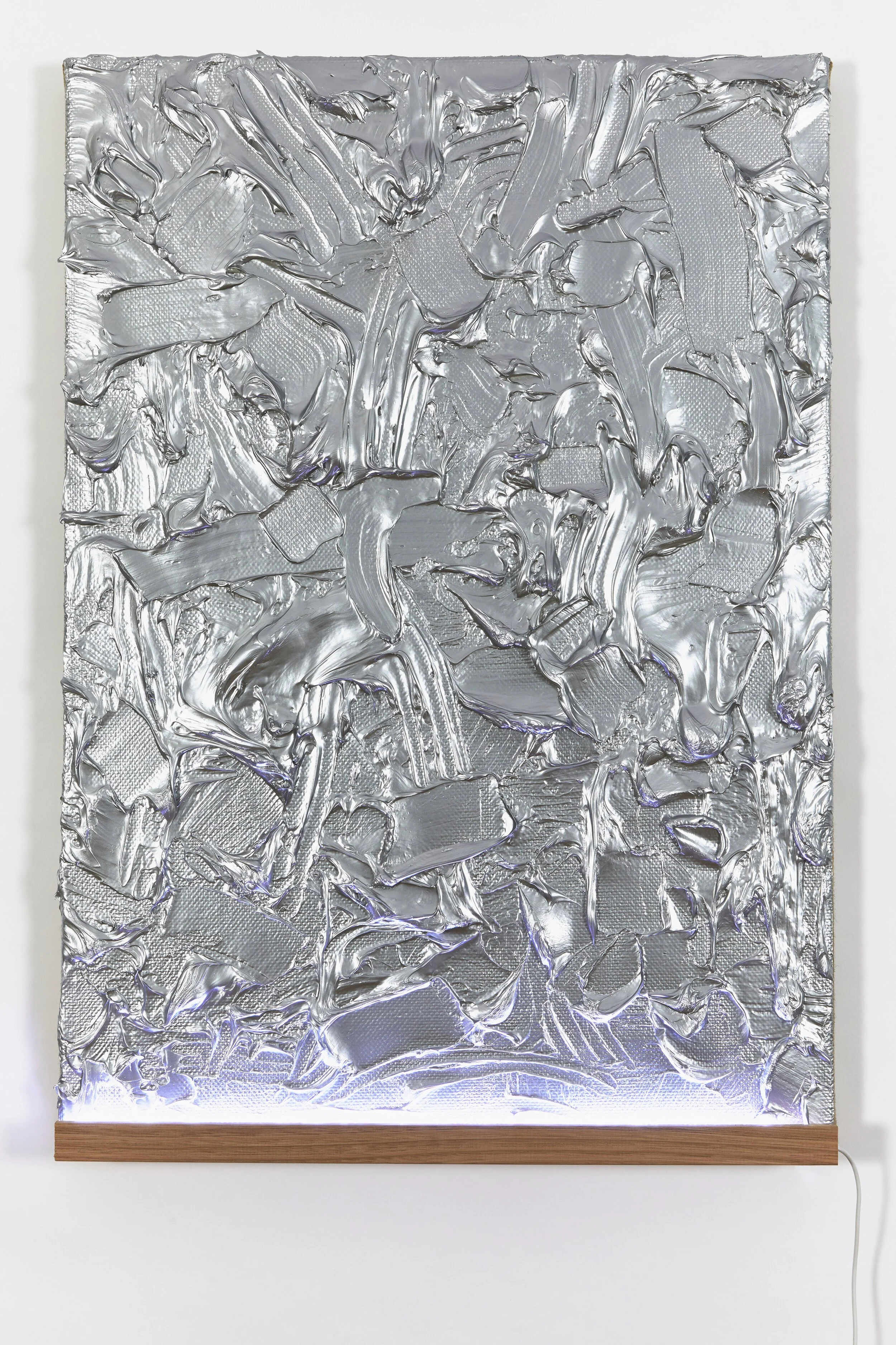 Sean Wadey - Titan #3,
Acrylic and App-controlled 240V LED on linen. 88x62cm, 2019.