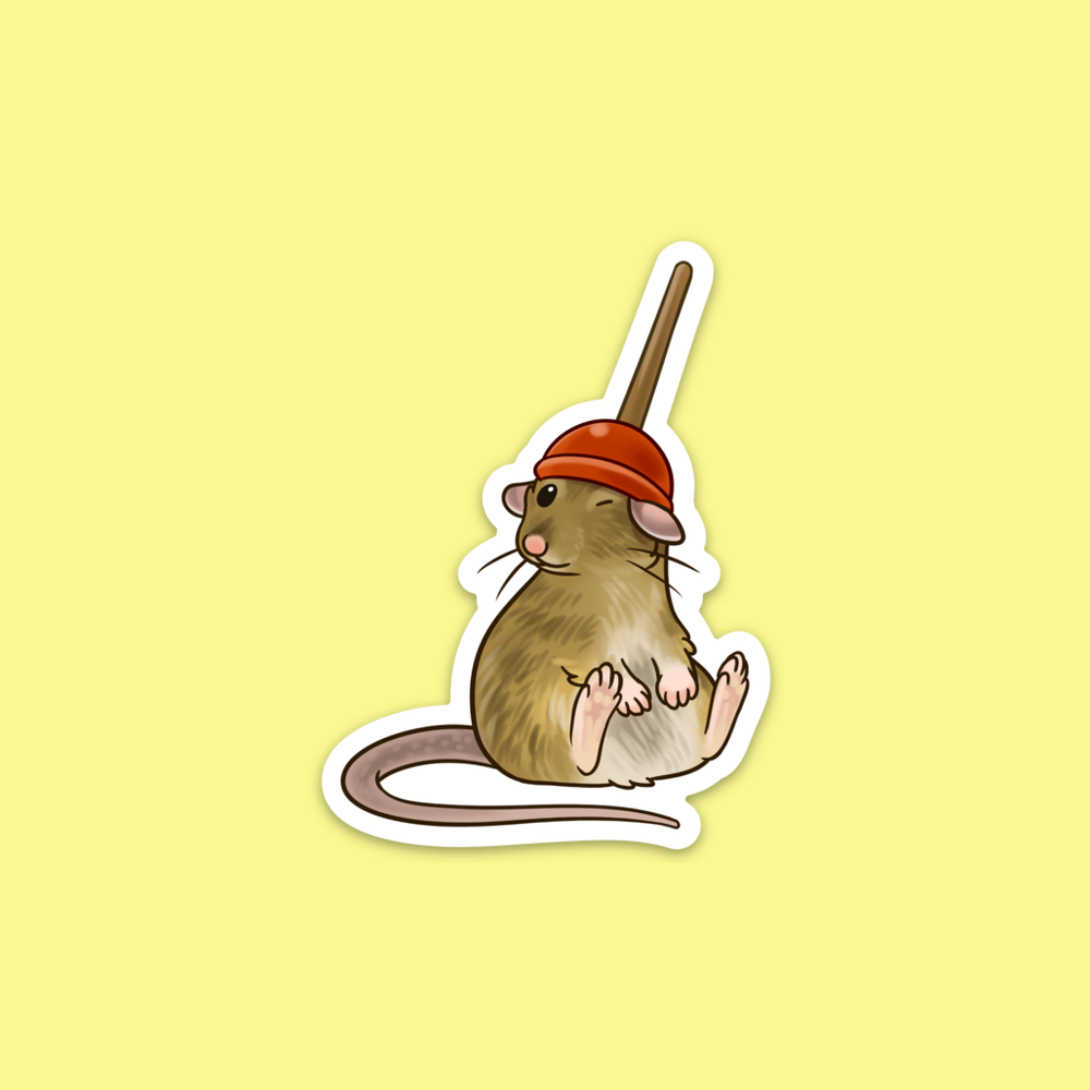 Plunger Hat Toilet Rat Sticker — The Pipsqueakery - A Rescue