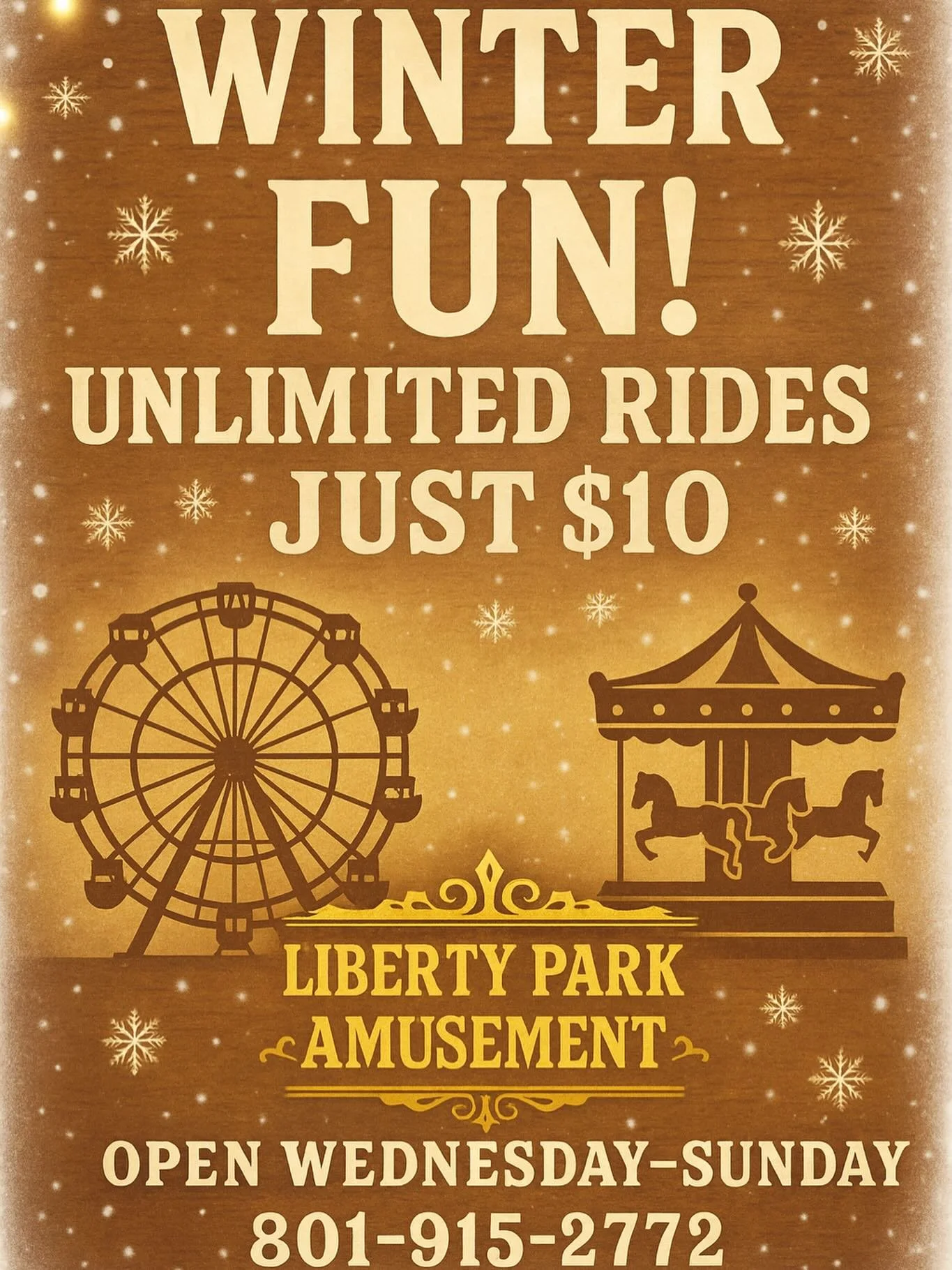 🤠 This is how we roll !! When all your other amusement options are closed this Winter, WE ARE OPEN AND OFFERING AN UNBEATABLE DEAL !!! Through Feb - unlimited rides for only $10 per day.