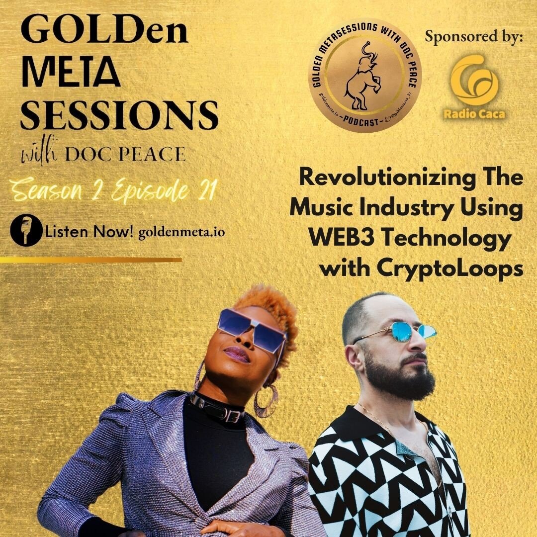 In this episode, @cryptoloopsnft shares their GOLDen insights on Revolutionizing The Music Industry Using WEB3 Technology. Listen to GOLDen Metasessions with @metadocpeace at goldenmeta.io Podcast.
https://bit.ly/docPeace_CryptoLoops

&quot;Blockchai