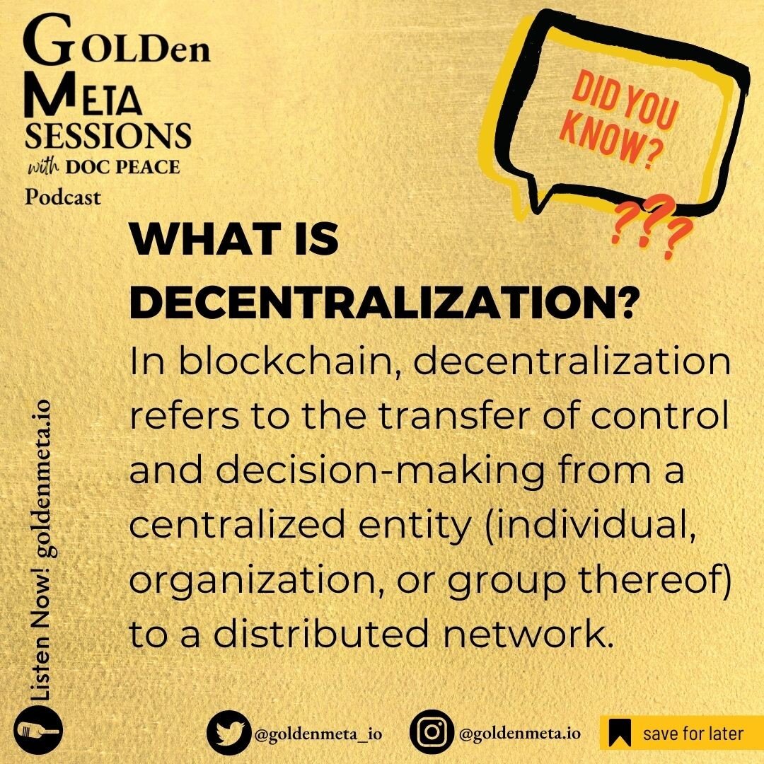 Did you know what is decentralization?

In blockchain, decentralization refers to the transfer of control and decision-making from a centralized entity (individual, organization, or group thereof) to a distributed network. Decentralized networks stri