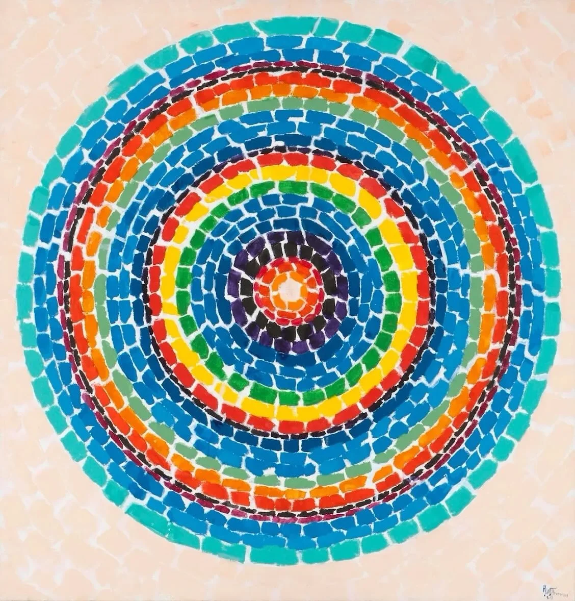 “Through color, I have sought to concentrate on beauty and happiness, rather than on man’s inhumanity to man.”
― Alma Woodsey Thomas
🎨 Alma Thomas, “Wind Dancing with Spring Flowers”, 1969