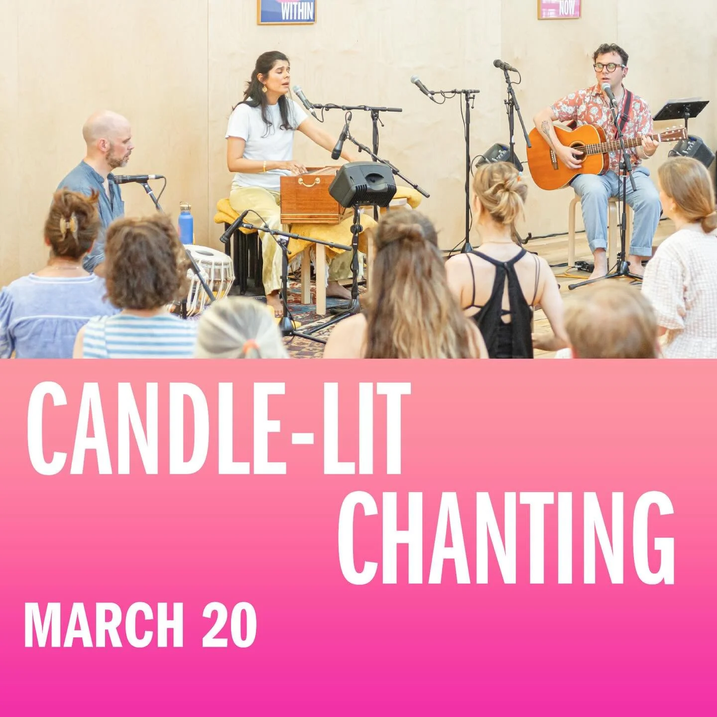 Join Manizeh and Guests on March 20th, 7.00 - 8.15 pm, for a special evening of candle-lit chanting.

&ldquo;Chanting removes agitations or vrittis from the mind, and brings peace. It edifies one; uplifts the spirit, purifies the atmosphere, and elev