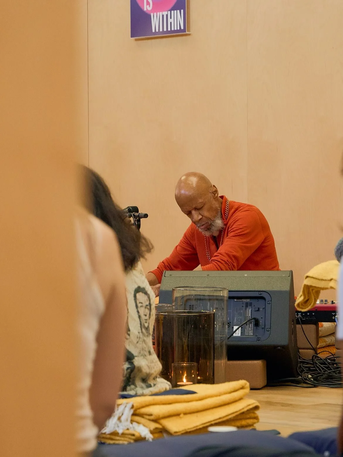 The iconic @laraaji_official at Love Supreme Projects on Wednesday night! What a far-out Sonic Meditation giving way to deep, and even deeper relaxation. Thank you, Laraaji, for continuing to share your gifts with us 🧡