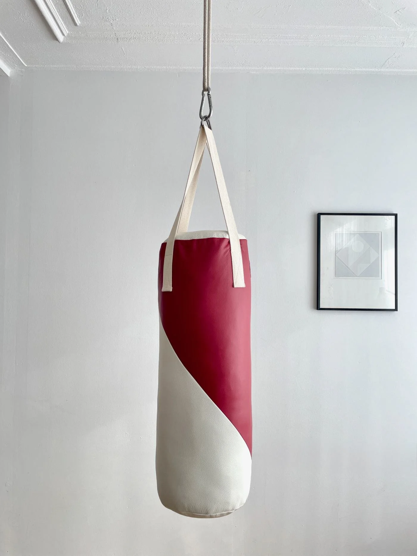 Boxsack aus Leder JUNIOR - Rot & Off-White