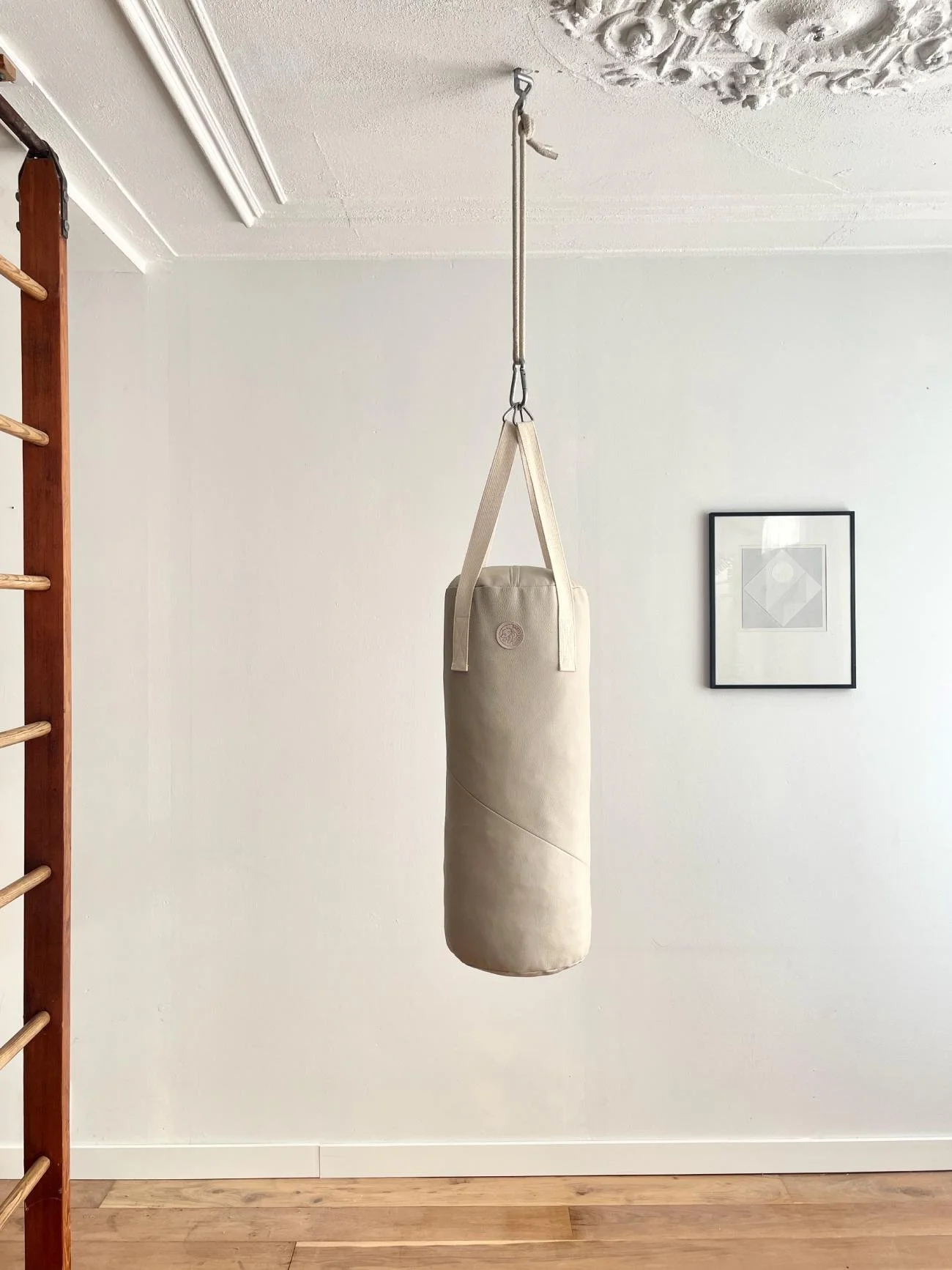 Boxsack aus Leder JUNIOR - Taupe hell