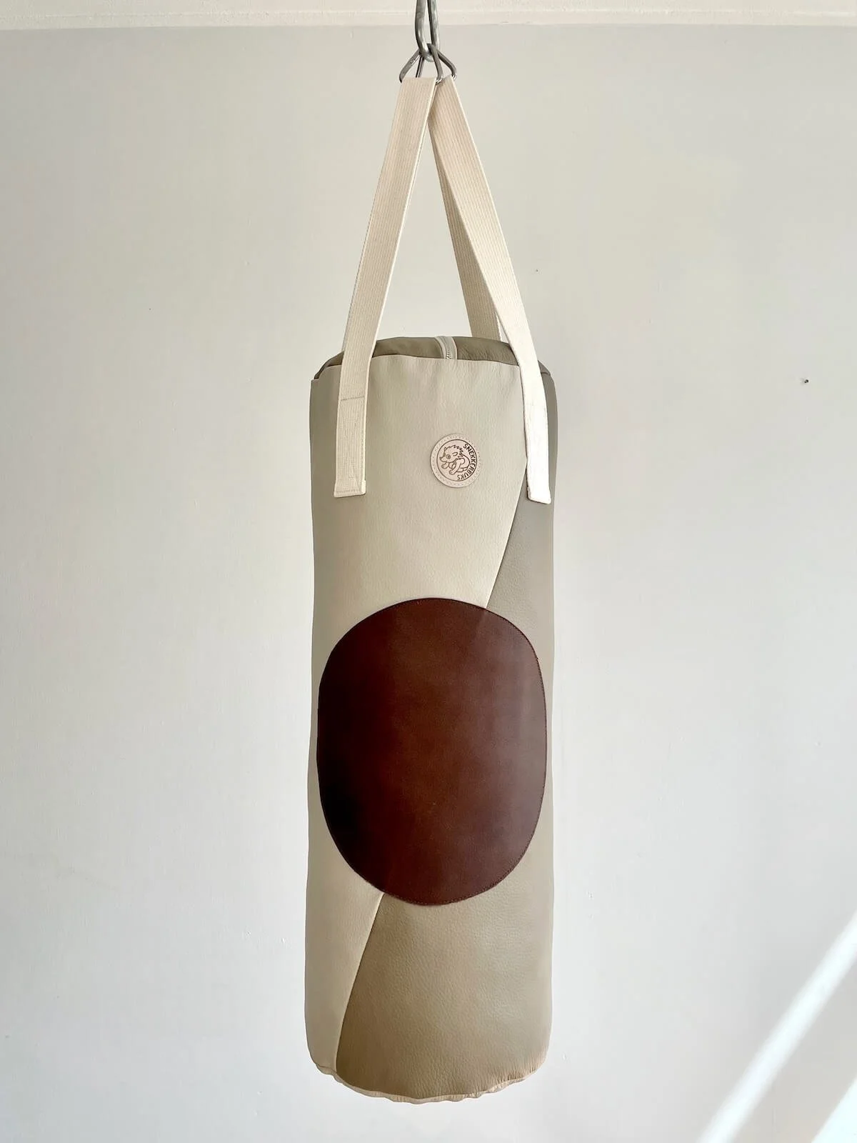 JUNIOR leather punching bag - taupe & off-white with dot (limited edition)