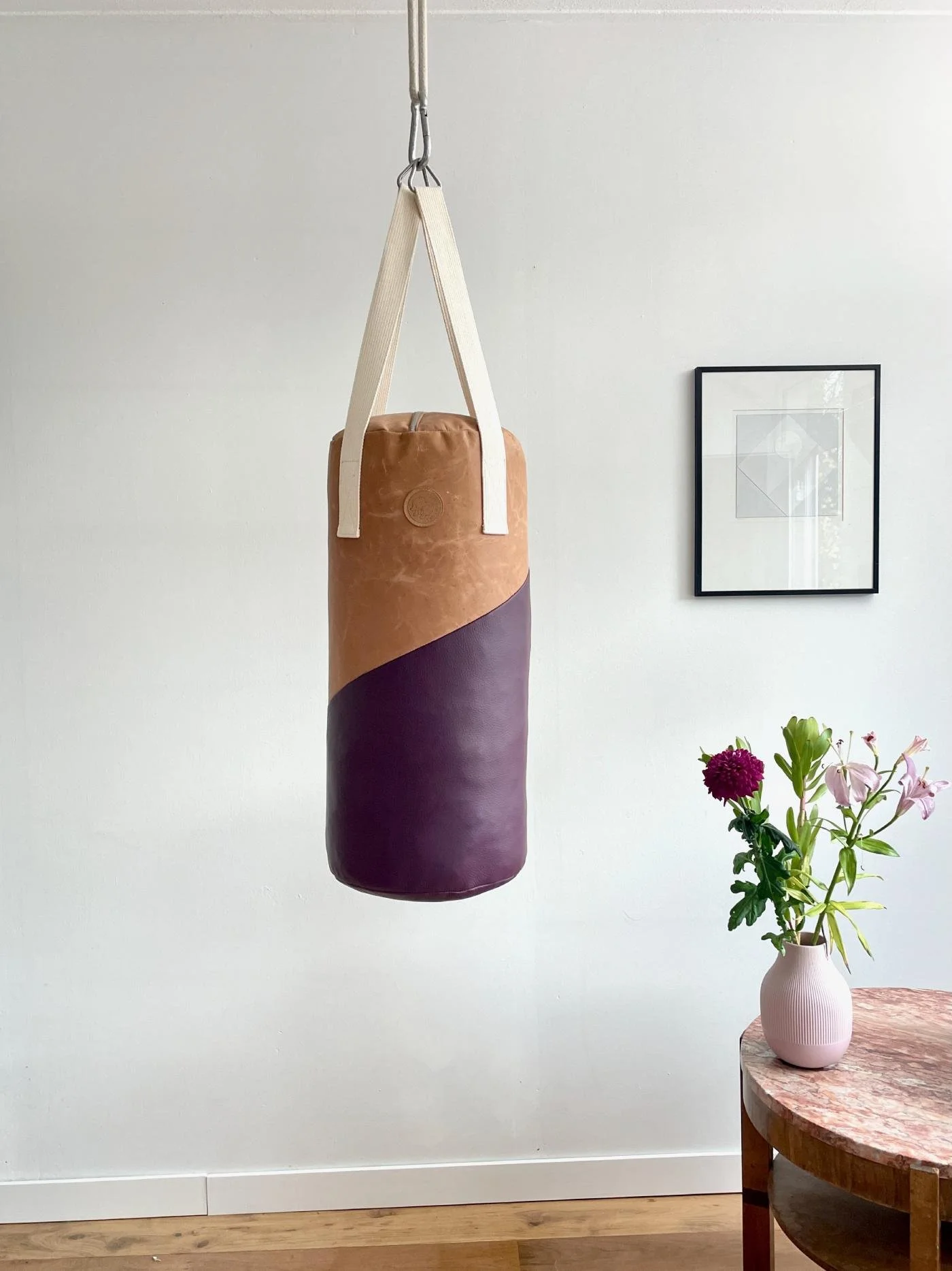 Boxsack aus Leder JUNIOR - Cognac & Violett (Limited Edition)