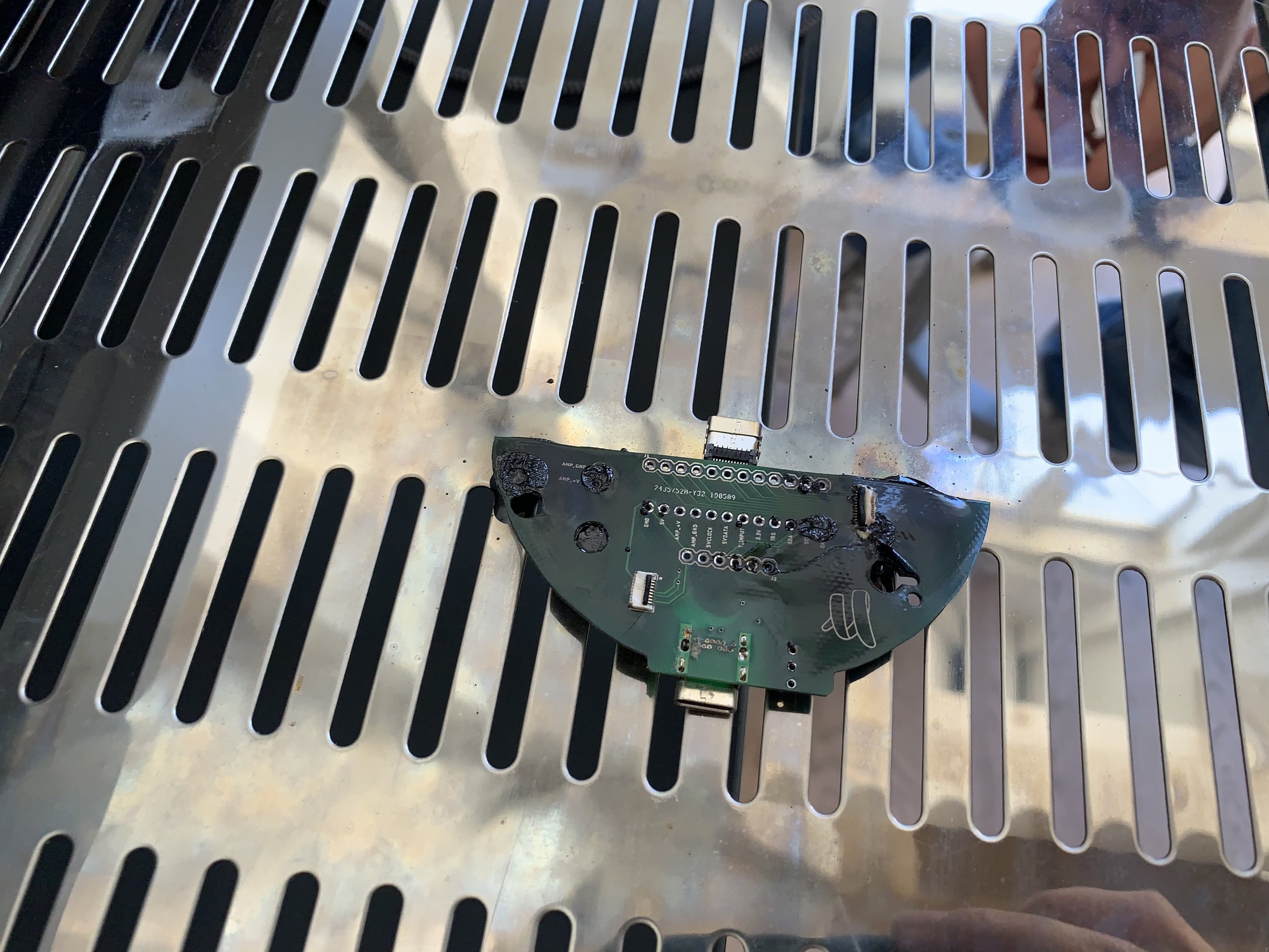 Sometimes when I’m baking my PCB’s I forget to set a timer, resulting in slightly overcooked traces :)