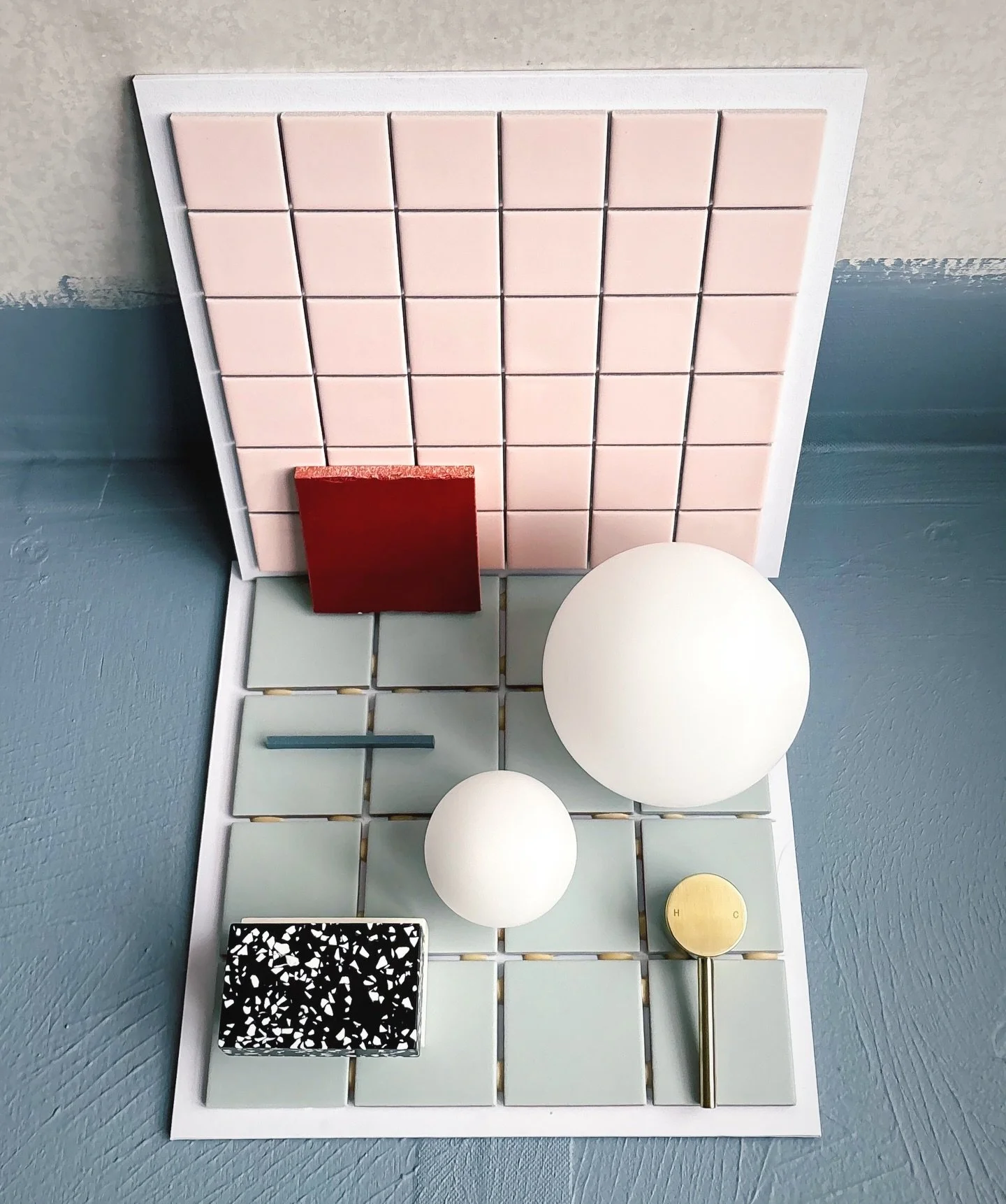 Selections for a bathroom that will meet the clients &lsquo;playful yet practical&rsquo; brief and that will capture the imagination of those who use it 🎨 

#afunone #colourfulhome #playfulwashroom #pinkinteriors #interiordesign #creativespaces #sha