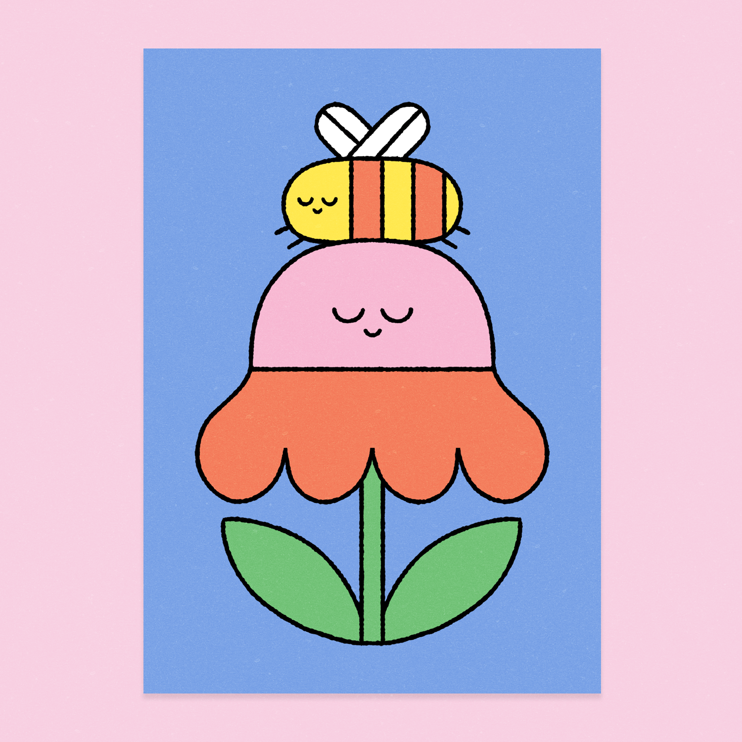 flower bee postcard