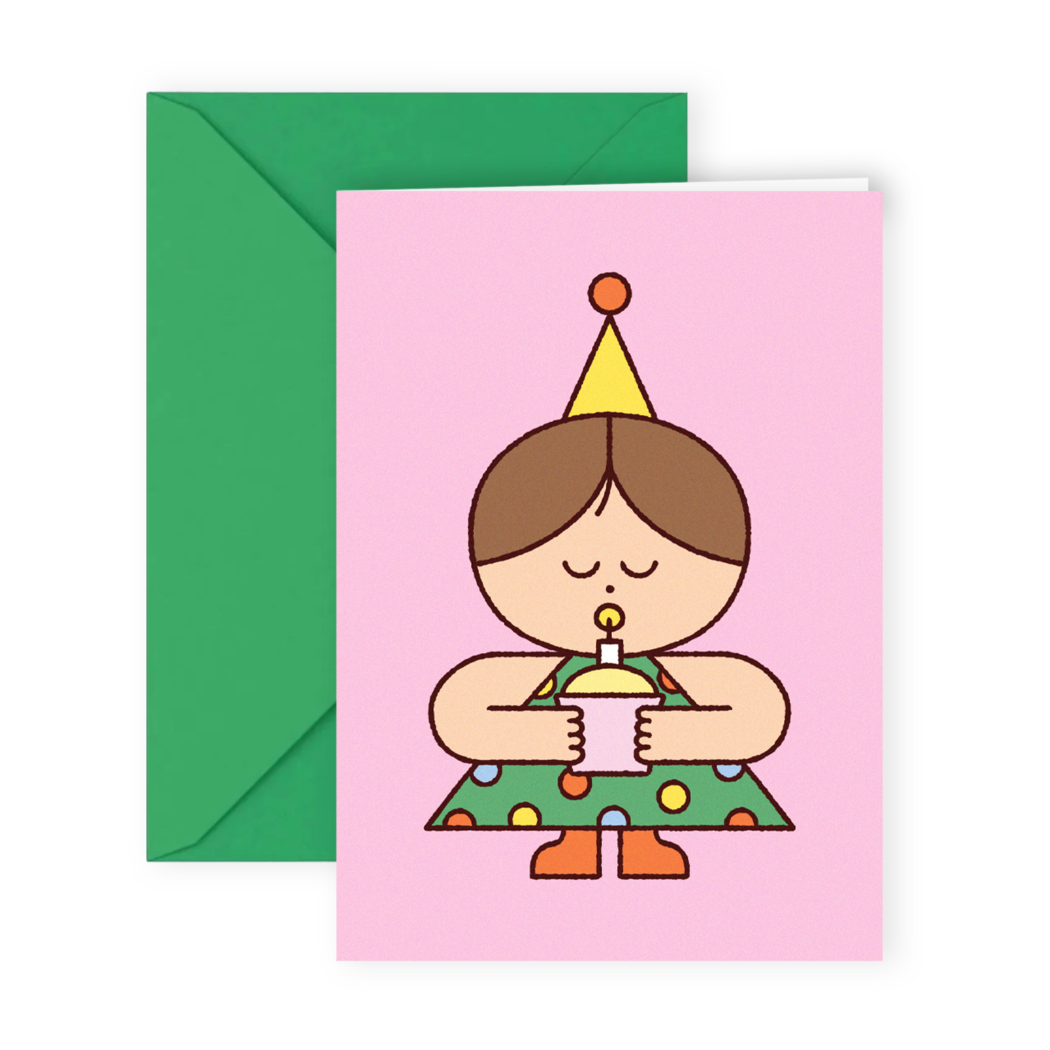 birthday card pink party hat (a6 format)