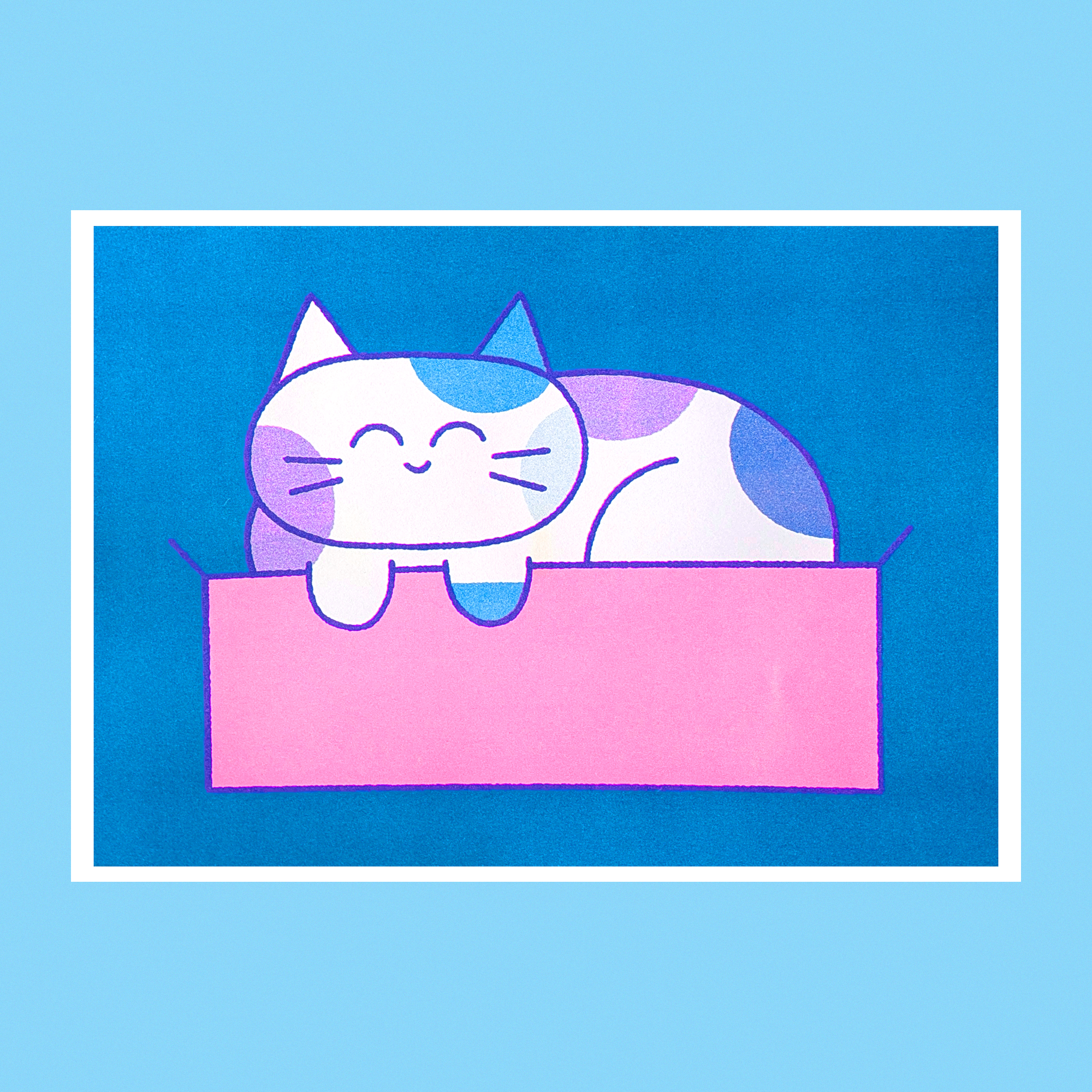 hello vonnie risograph cat in a box a4 and a5 print.png