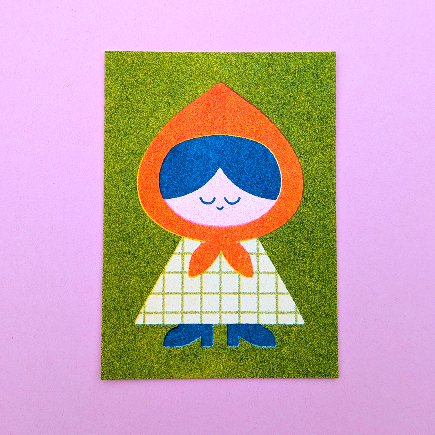 tiny forest girl risograph print (A7 74 x 105 mm)