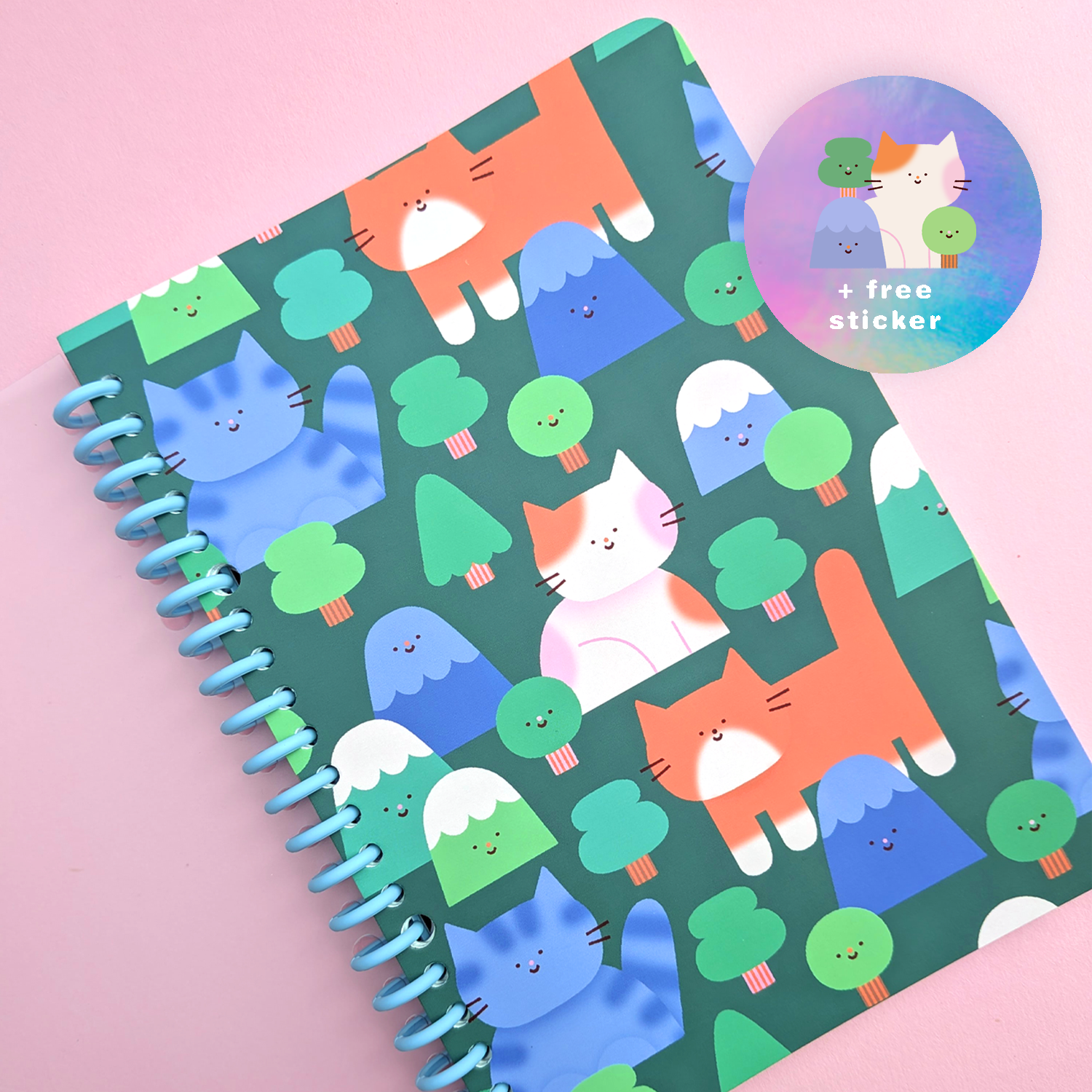 mountain kitty notebook a5 + sticker