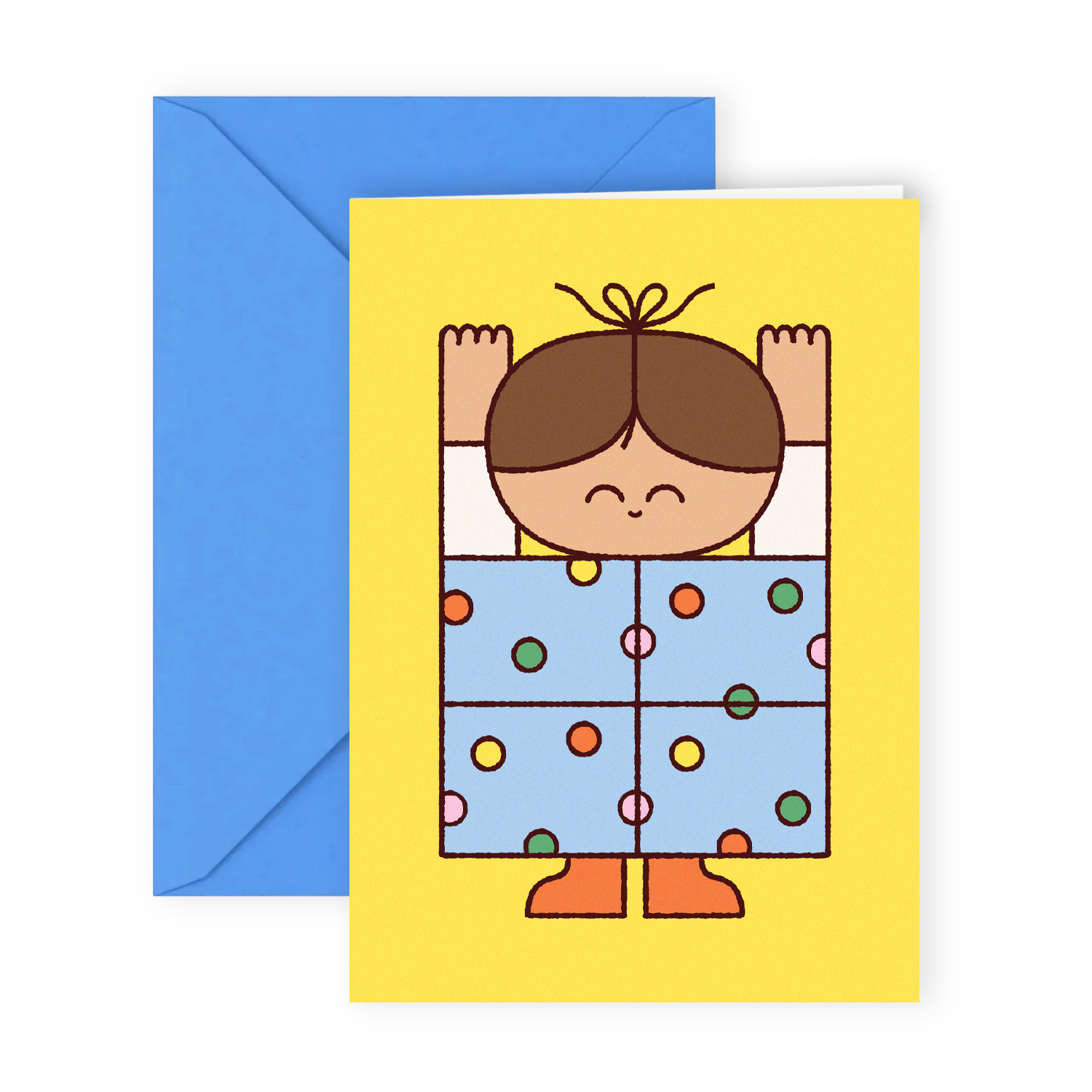 birthday card yellow gift (a6 format)